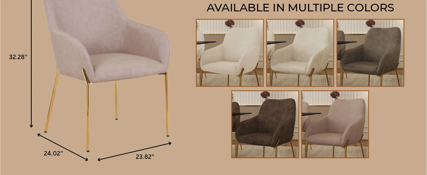 Zaire Collection Modern Dining Chair, Gold Legs and Taupe Fabric