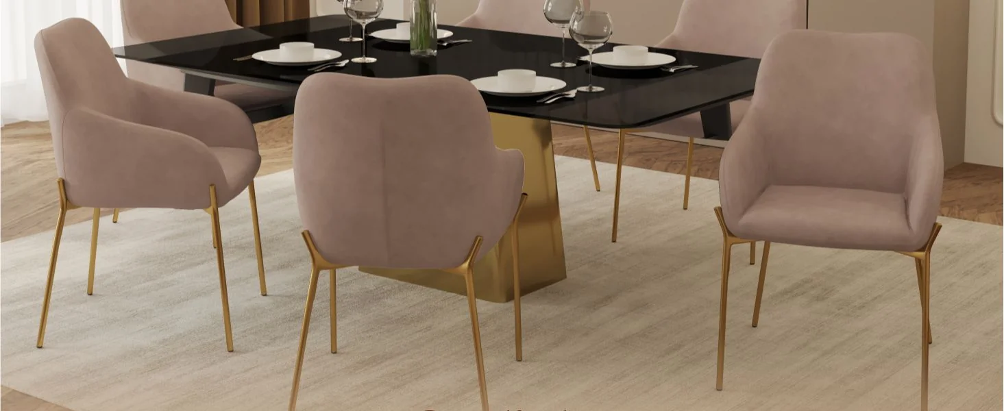 Zaire Collection Modern Dining Chair, Gold Legs and Taupe Fabric