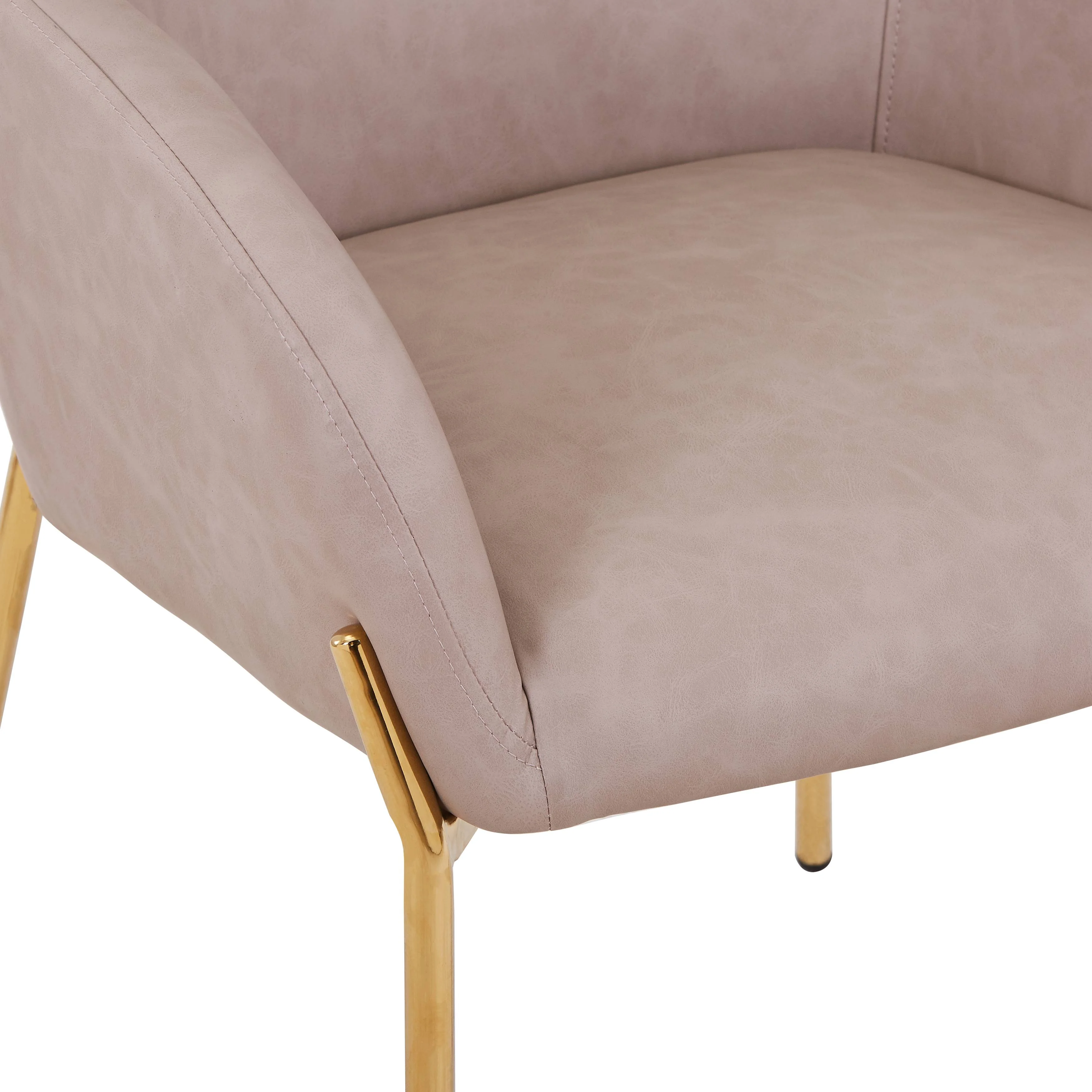 Zaire Collection Modern Dining Chair, Gold Legs and Taupe Fabric