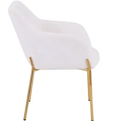 Zaire Collection Modern Dining Chair, Gold Legs and White Boucle