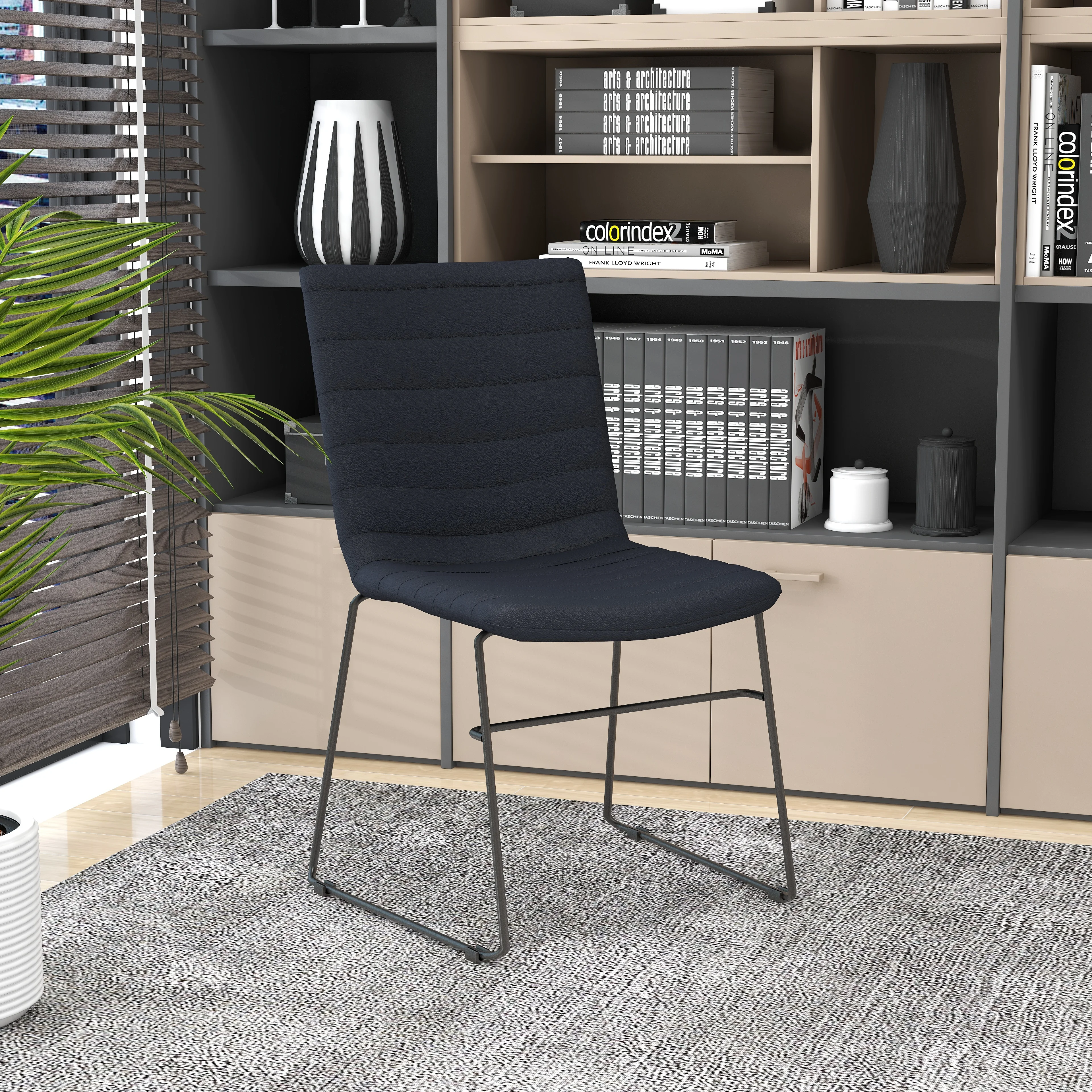 Zylar Series Office Guest Chair in Black Leather