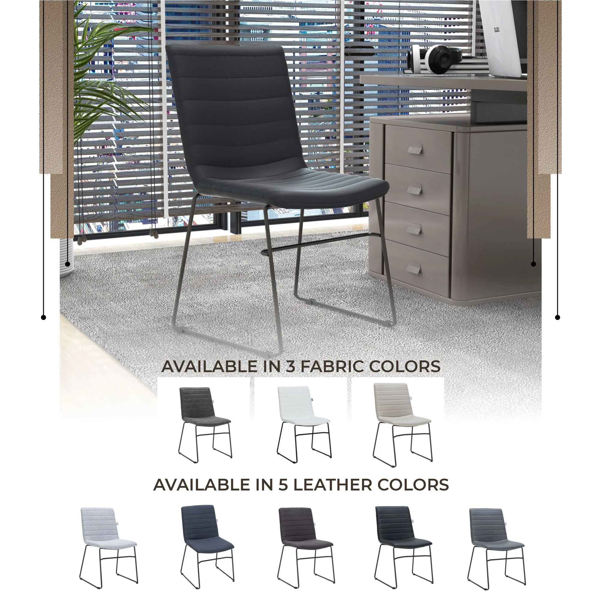 Zylar Series Office Guest Chair in Black Leather