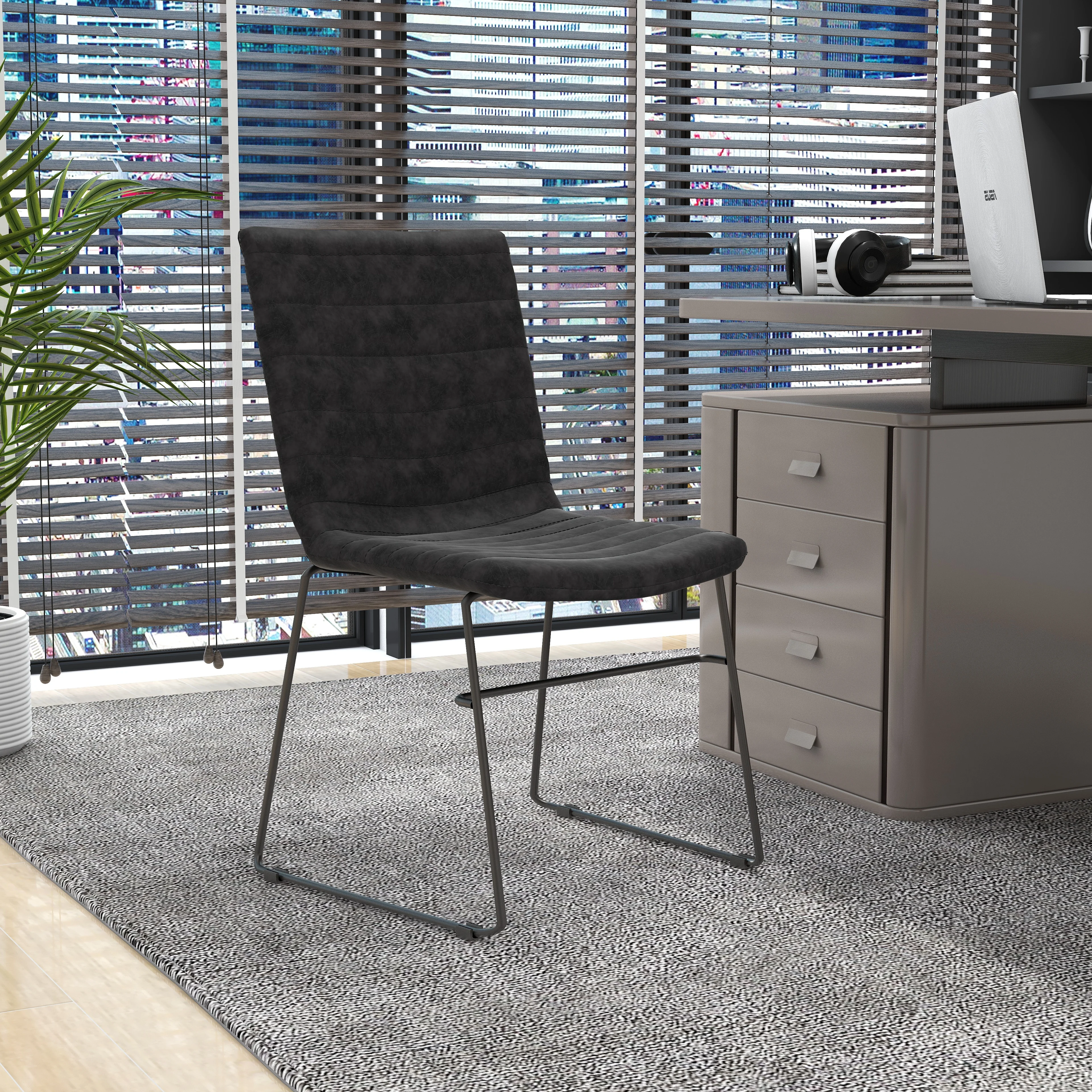 Zylar Series Office Guest Chair in Charcoal Leather