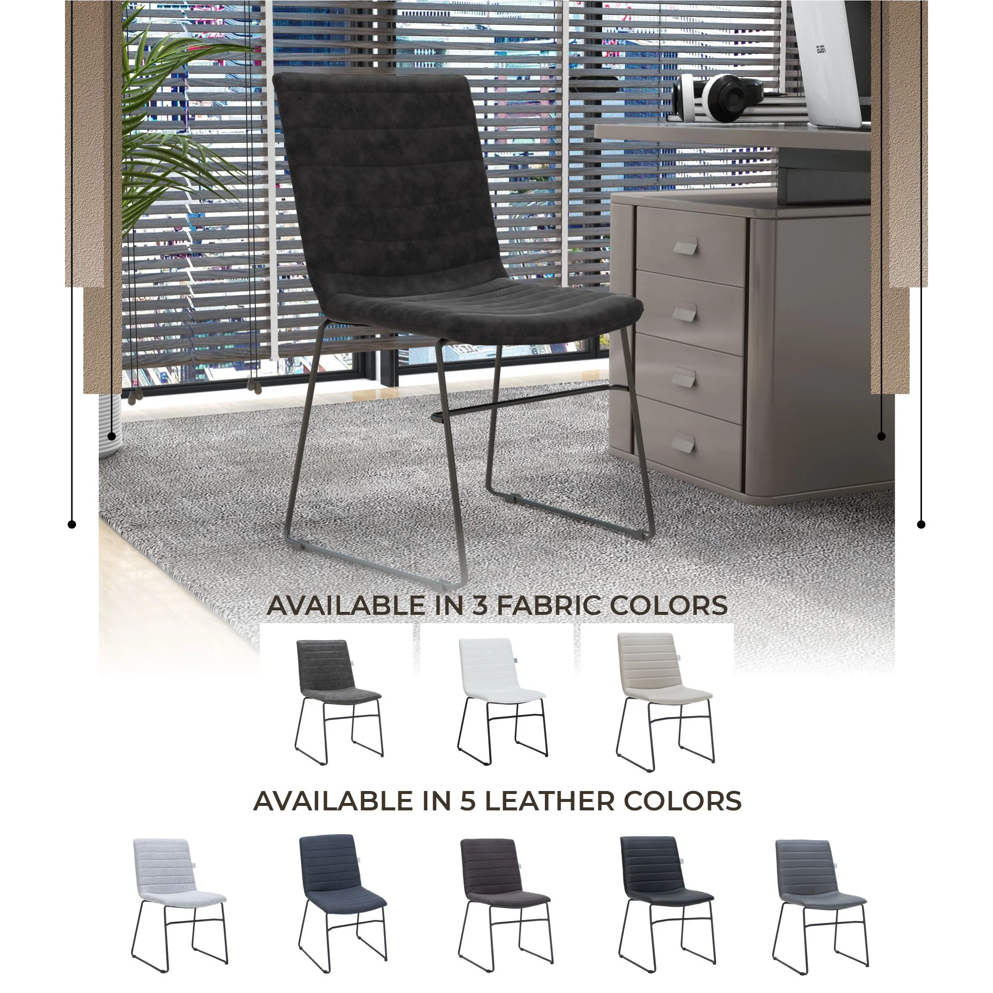 Zylar Series Office Guest Chair in Charcoal Leather