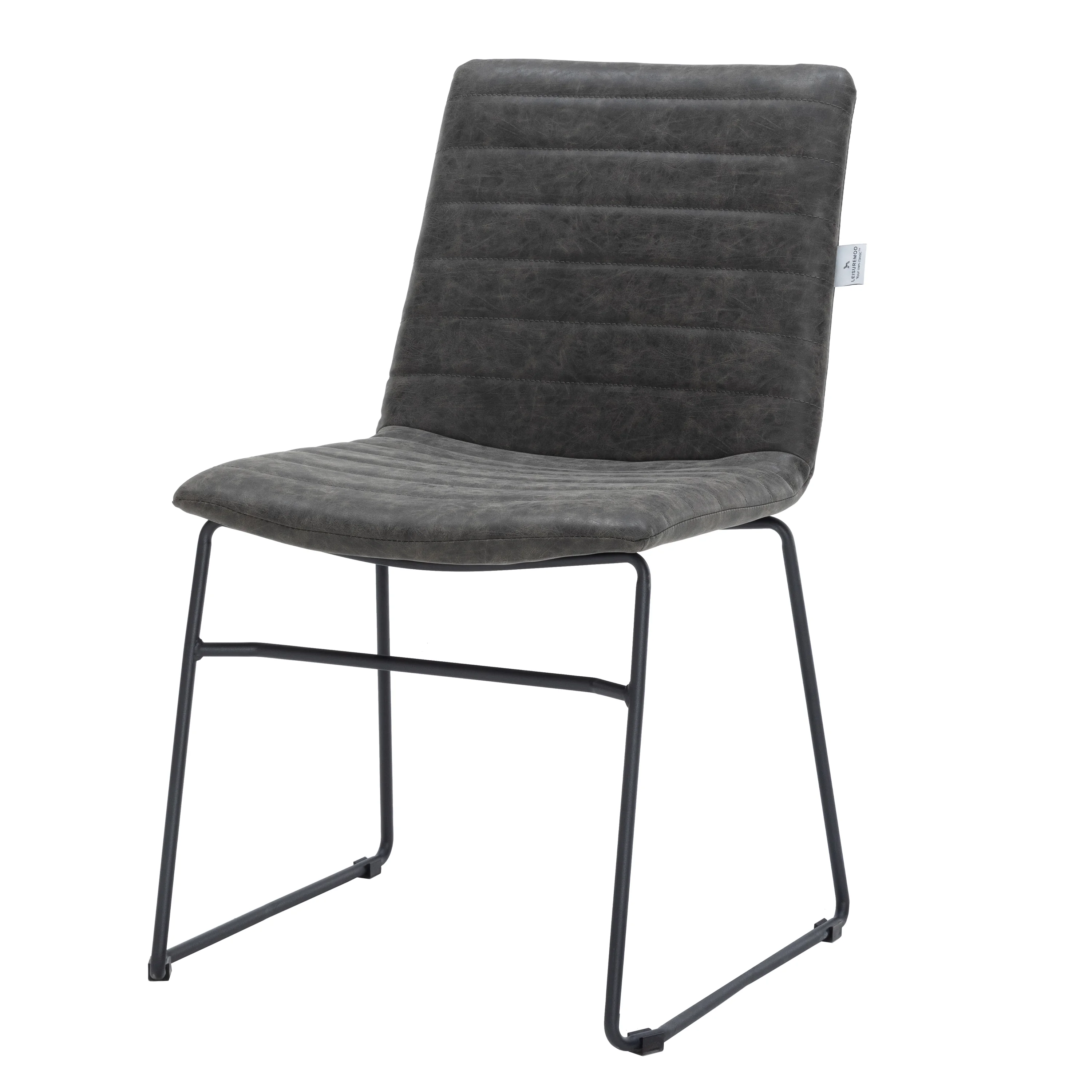 Zylar Series Office Guest Chair in Charcoal Leather