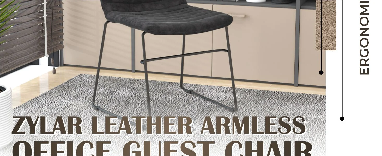 Zylar Series Office Guest Chair in Charcoal Leather