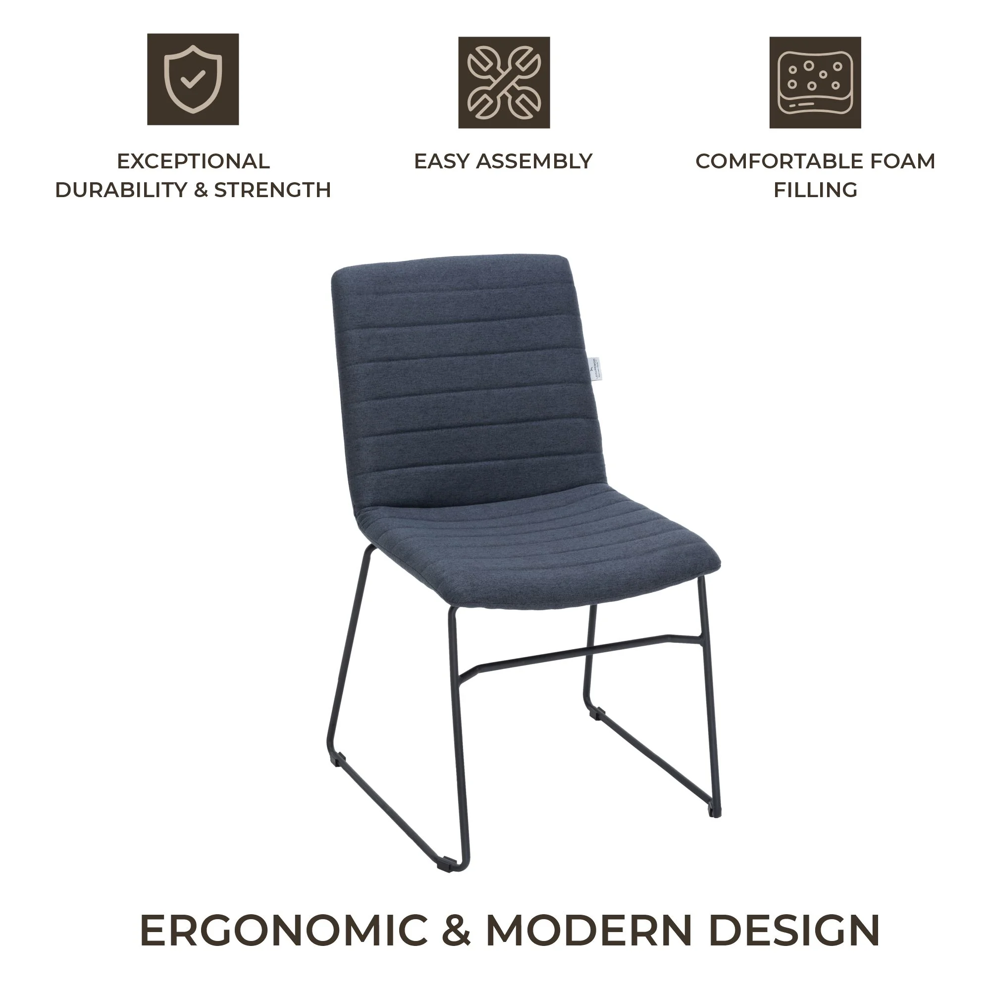 Zylar Series Office Guest Chair in Dark Blue Fabric