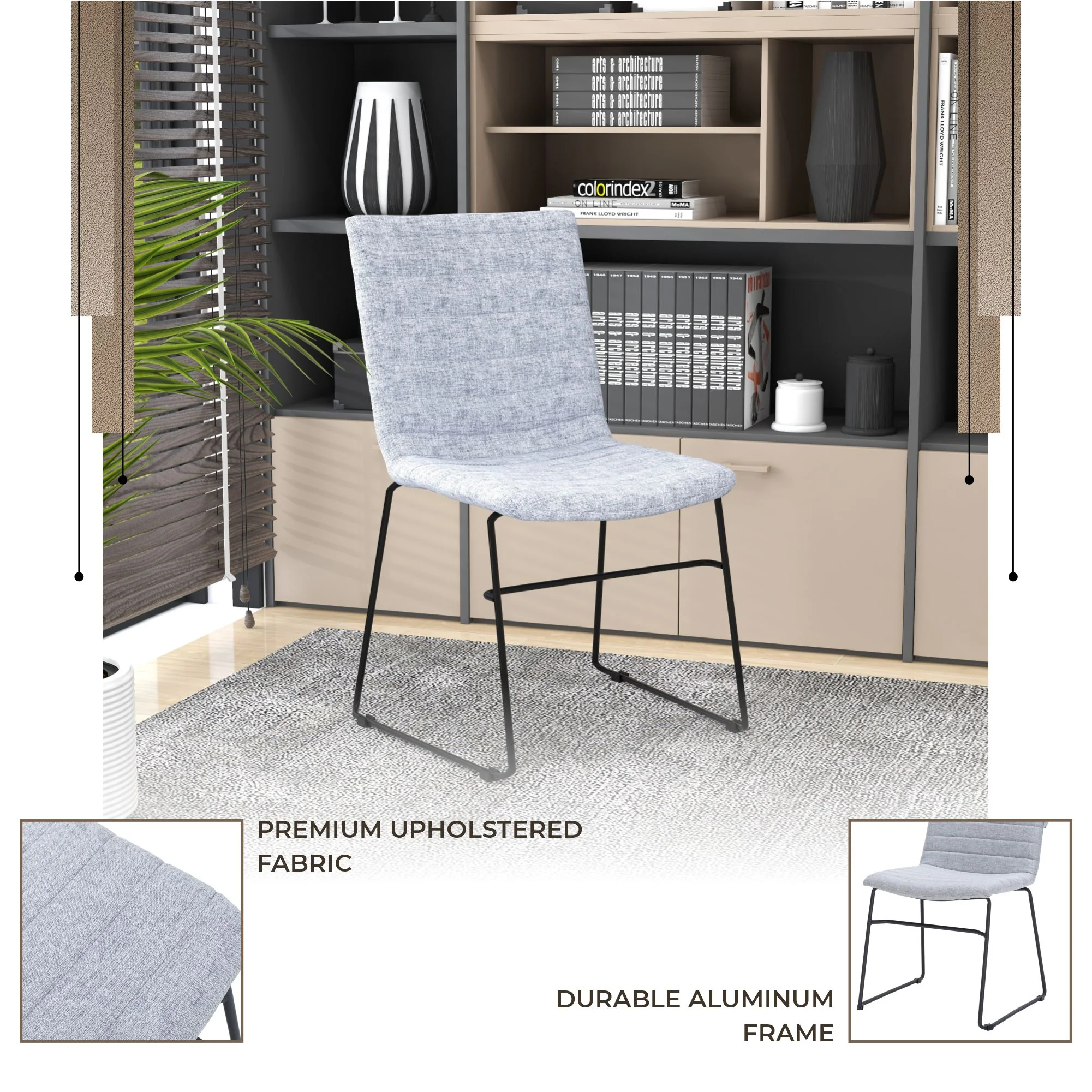 Zylar Series Office Guest Chair in Grey Fabric