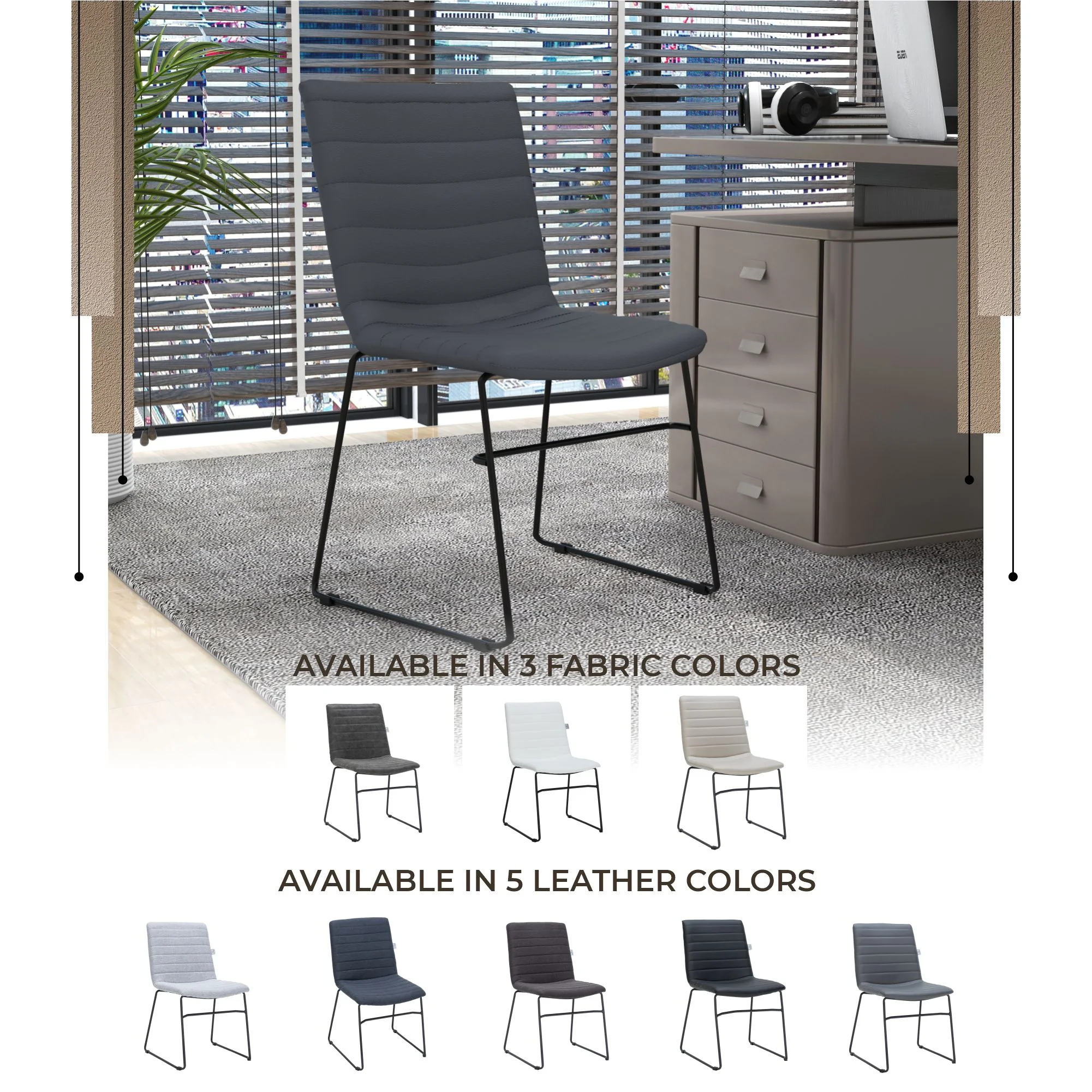 Zylar Series Office Guest Chair in Grey Leather