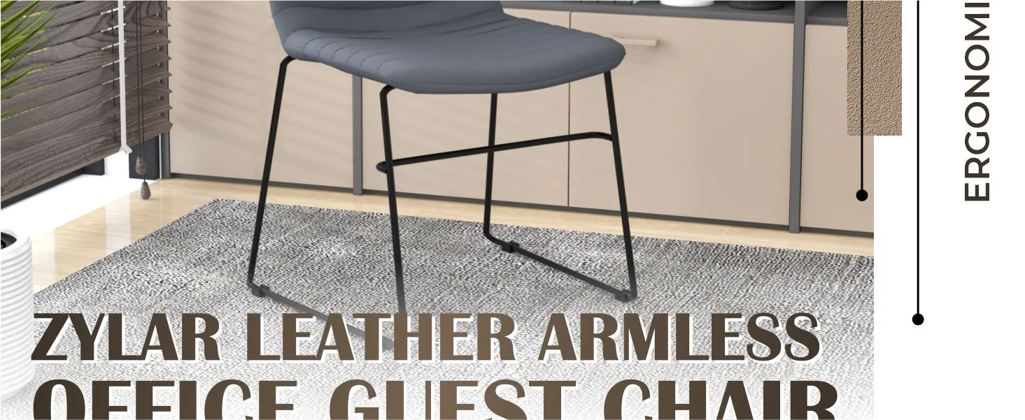 Zylar Series Office Guest Chair in Grey Leather