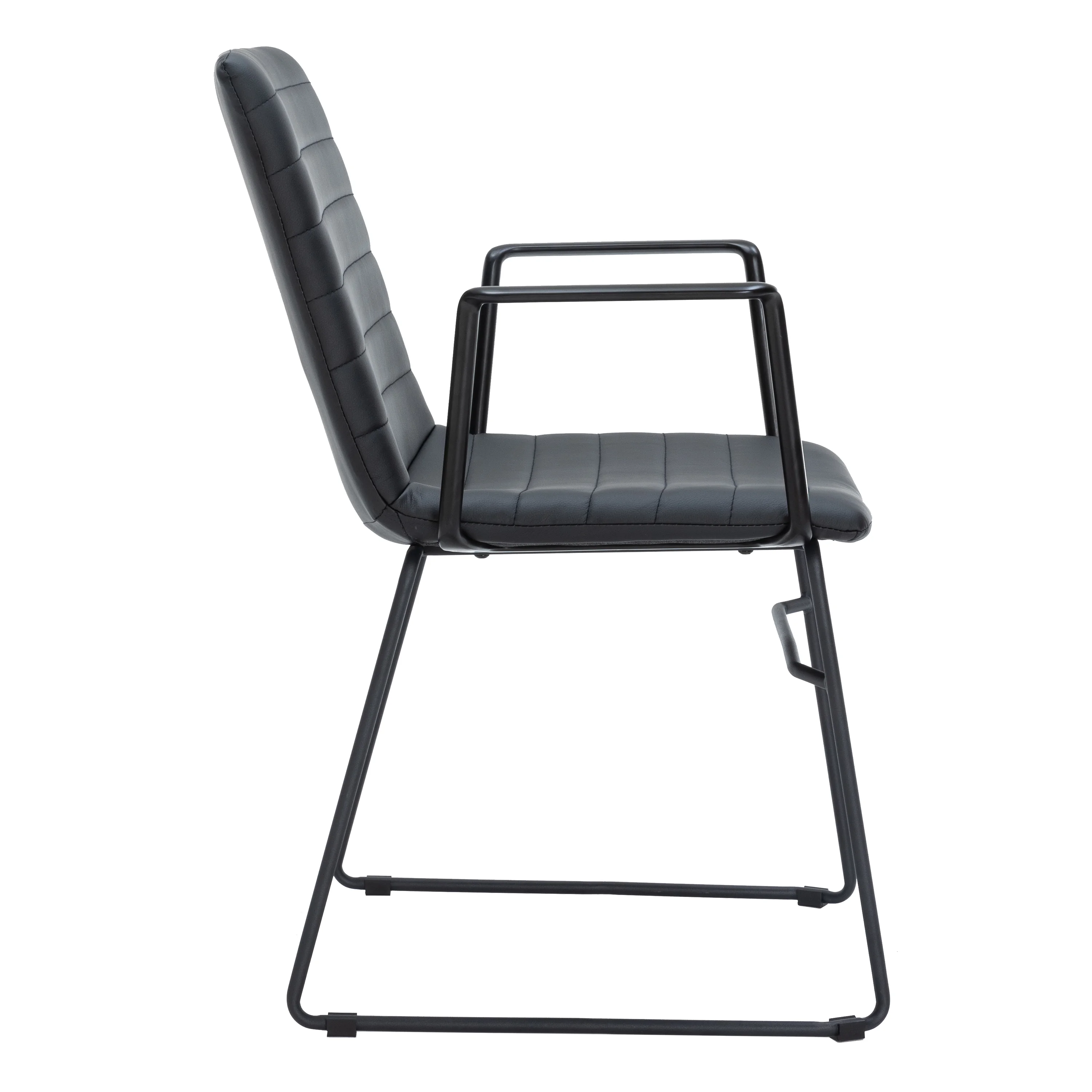Zylar Series Office Guest Arm Chair in Black Leather