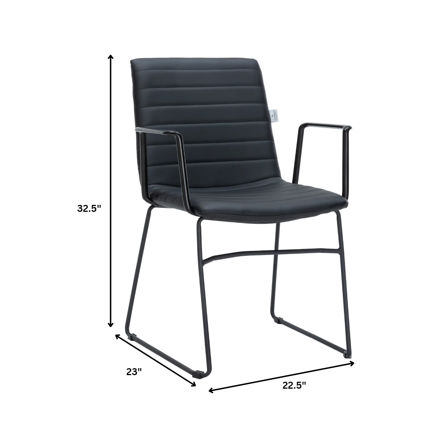 Zylar Series Office Guest Arm Chair in Black Leather