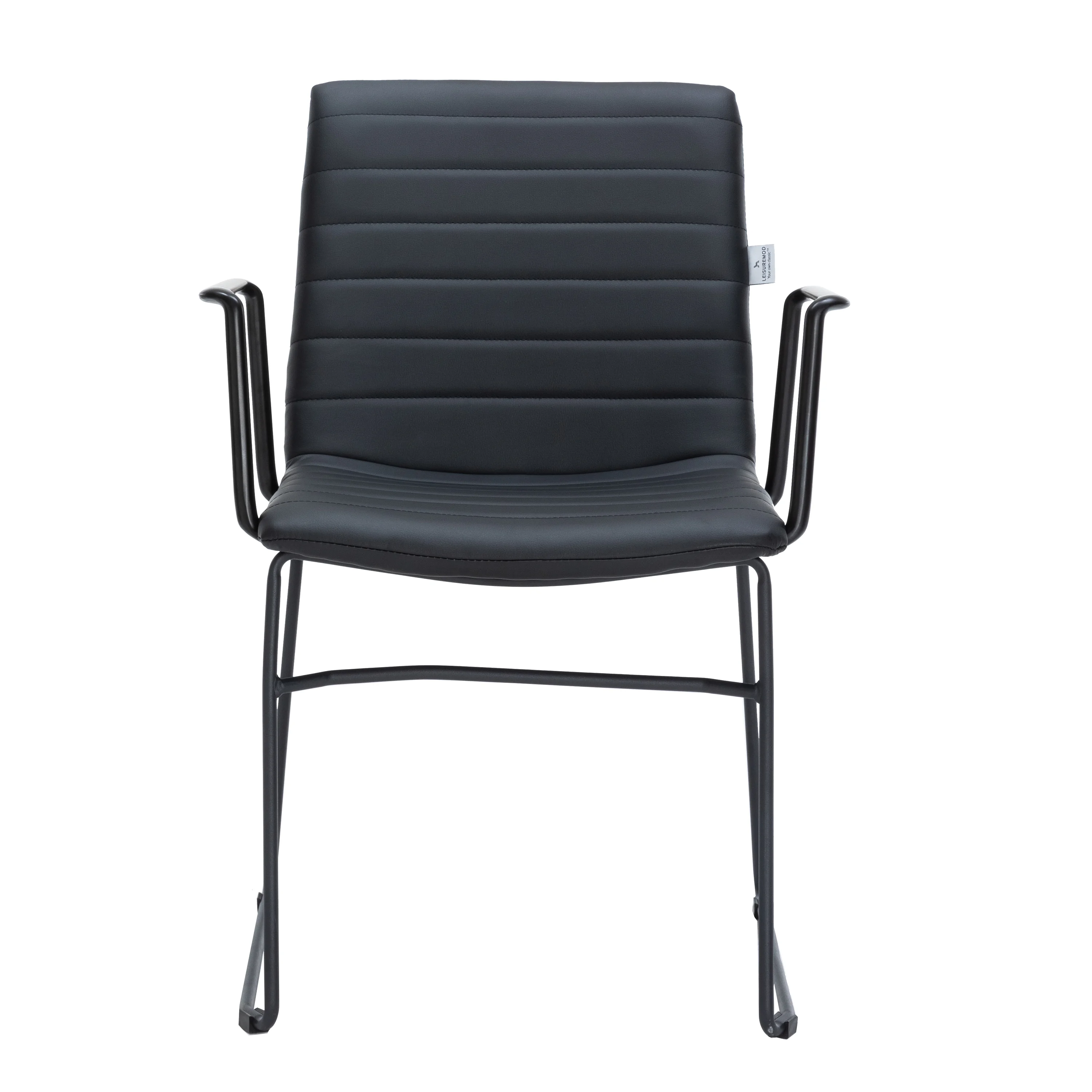 Zylar Series Office Guest Arm Chair in Black Leather