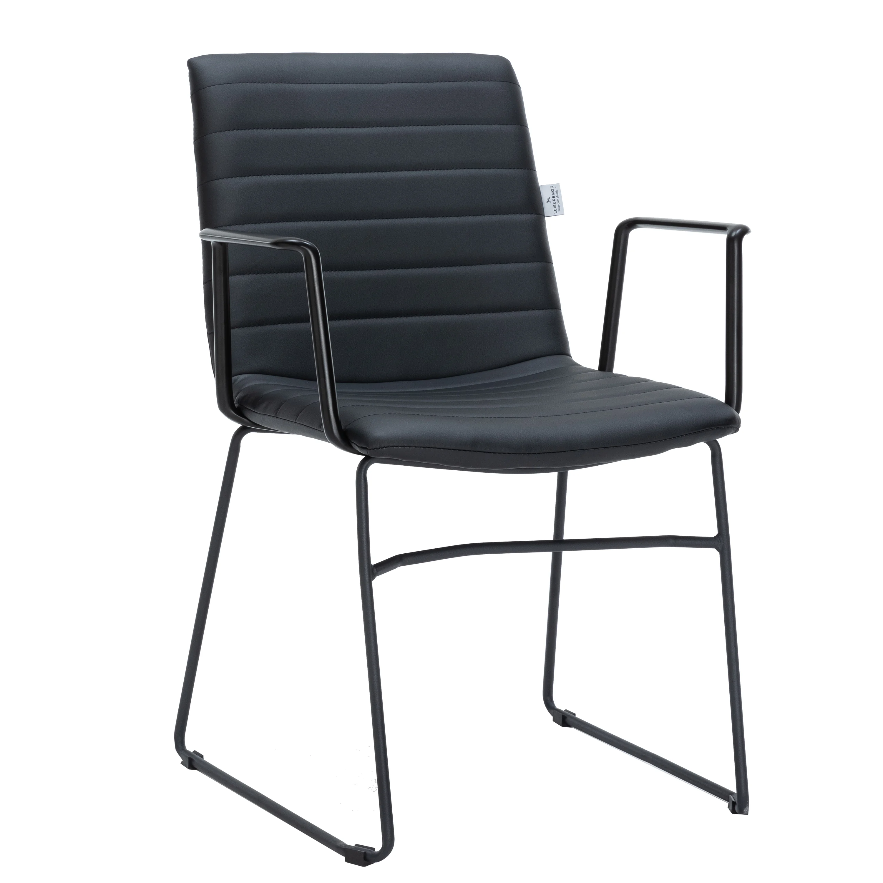 Zylar Series Office Guest Arm Chair in Black Leather