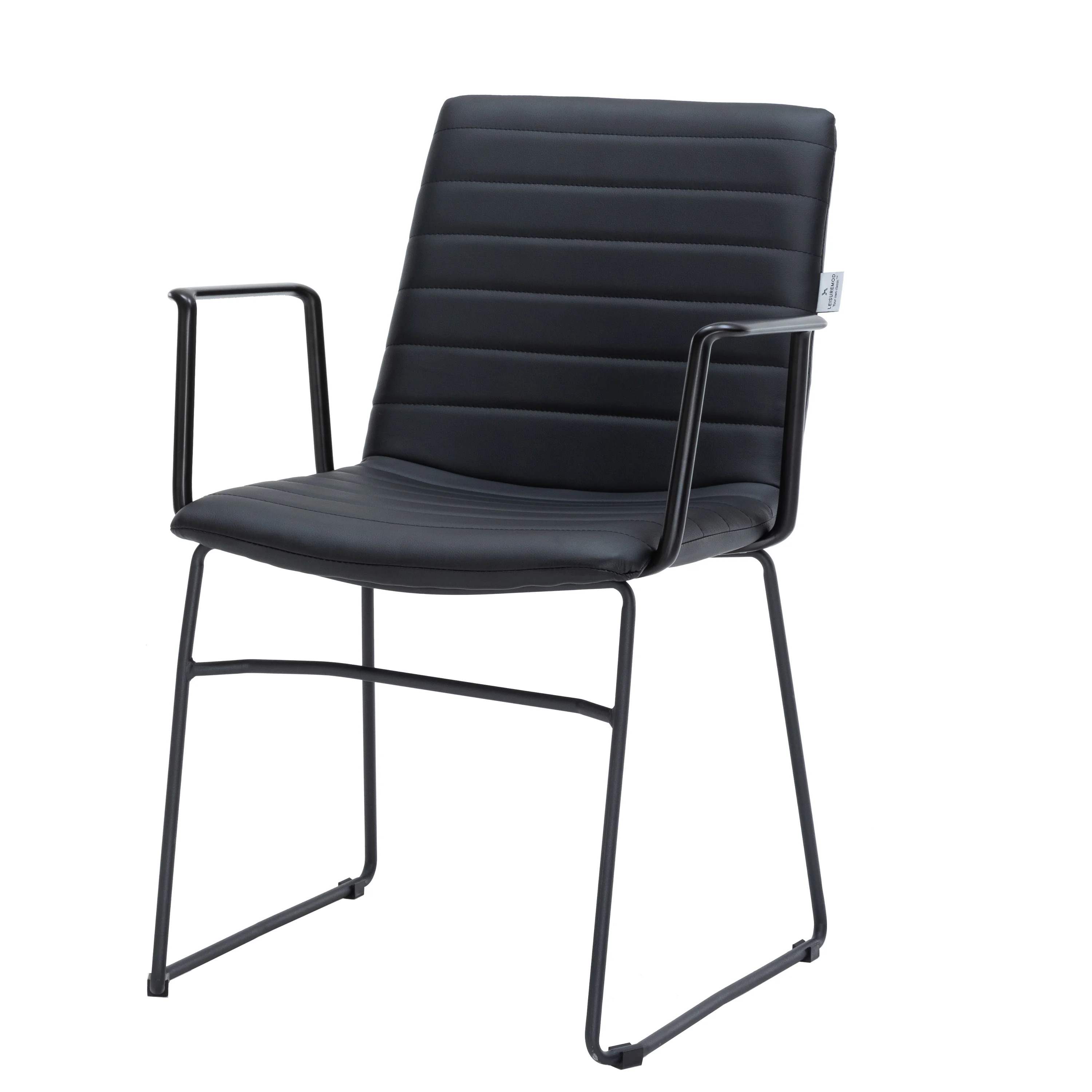 Zylar Series Office Guest Arm Chair in Black Leather