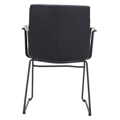Zylar Series Office Guest Arm Chair in Black Leather