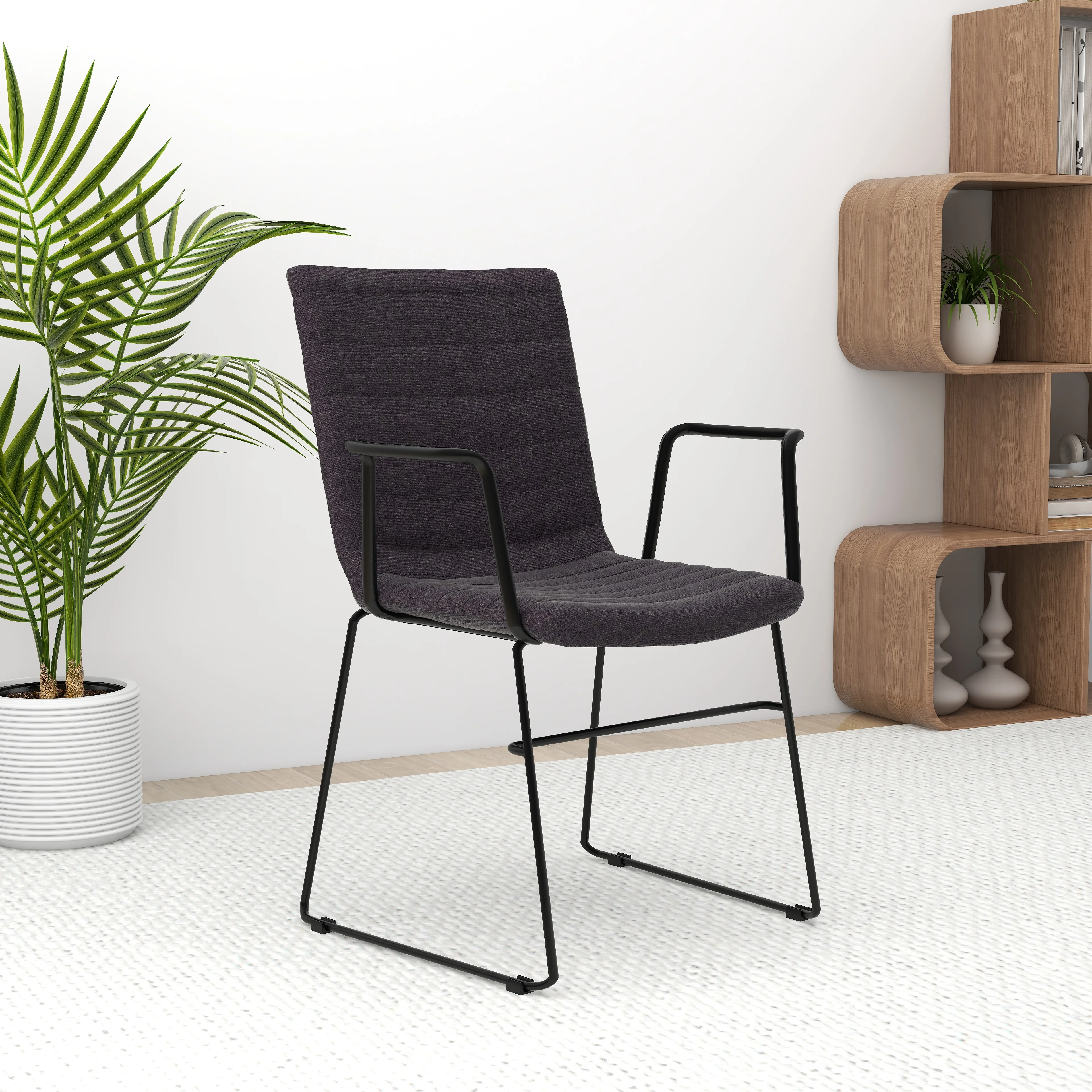 Zylar Series Office Guest Arm Chair in Brown Fabric