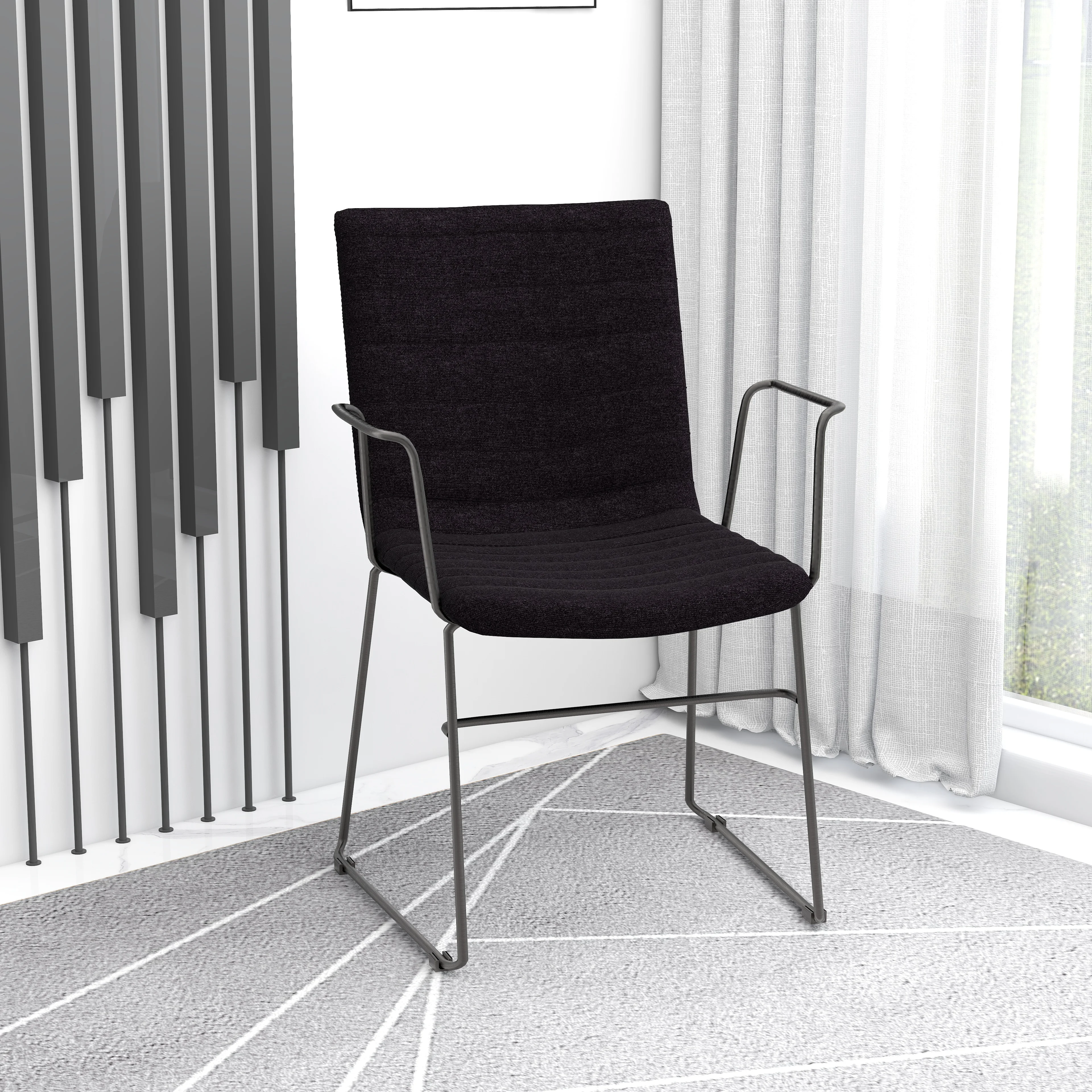 Zylar Series Office Guest Arm Chair in Brown Fabric