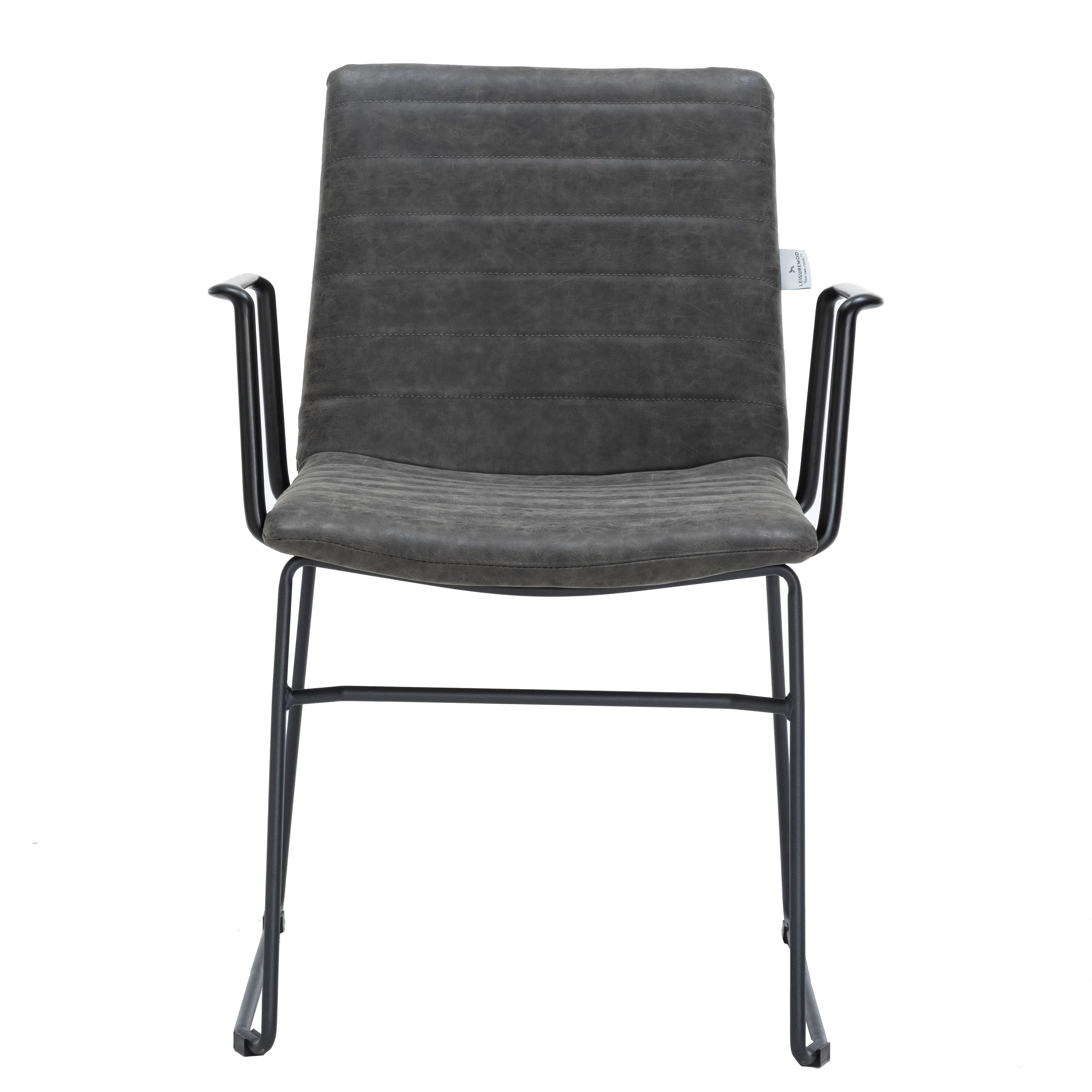 Zylar Series Office Guest Arm Chair in Charcoal Leather