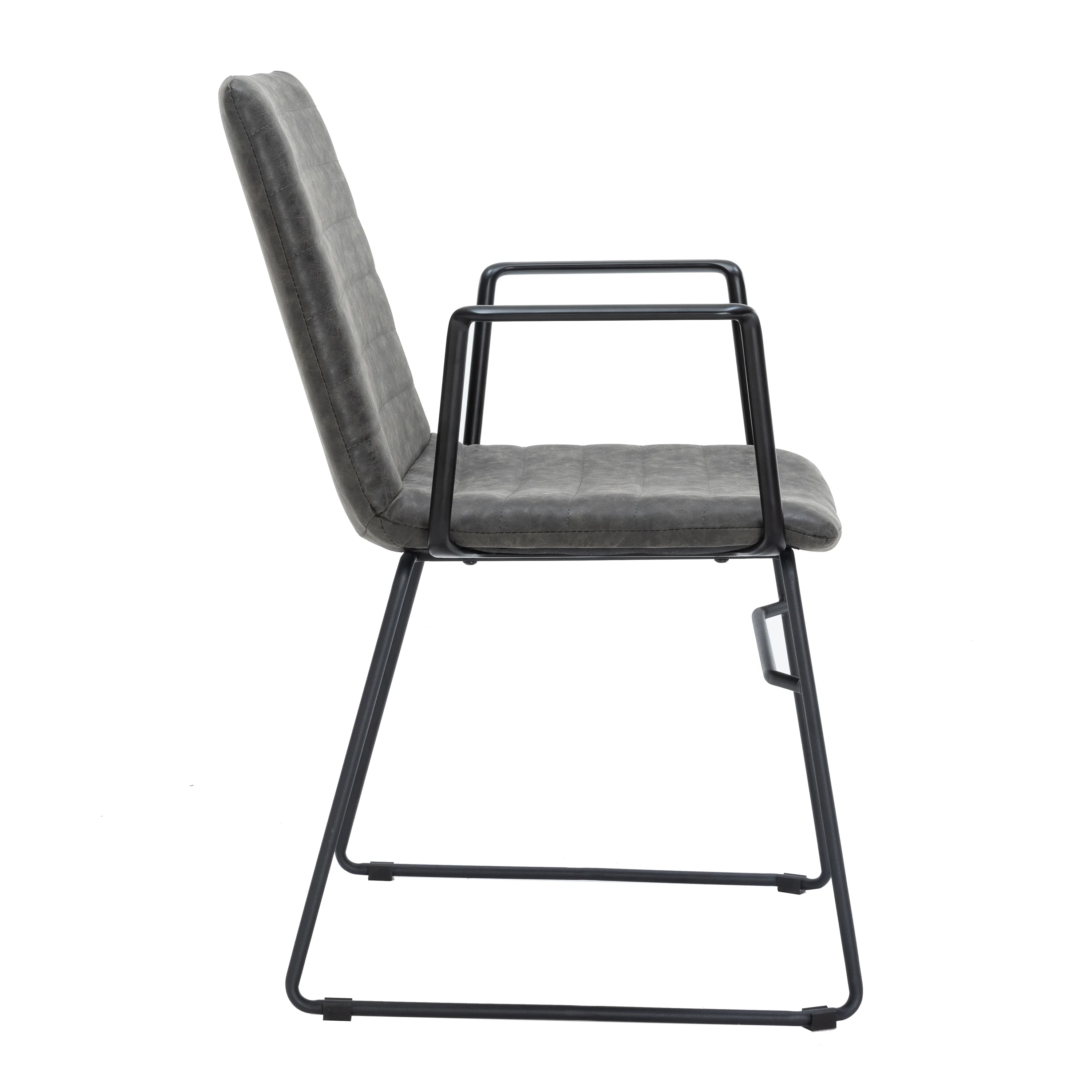 Zylar Series Office Guest Arm Chair in Charcoal Leather