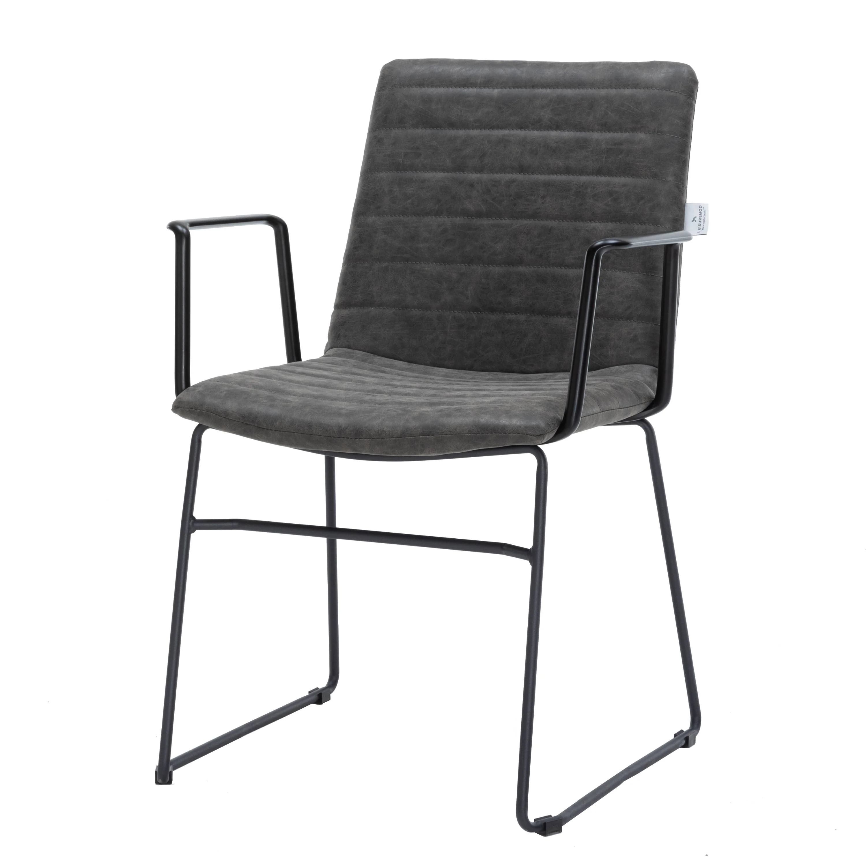Zylar Series Office Guest Arm Chair in Charcoal Leather