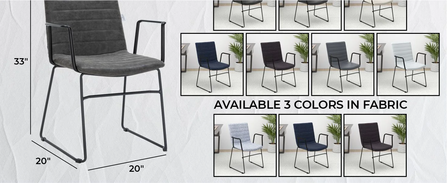 Zylar Series Office Guest Arm Chair in Charcoal Leather