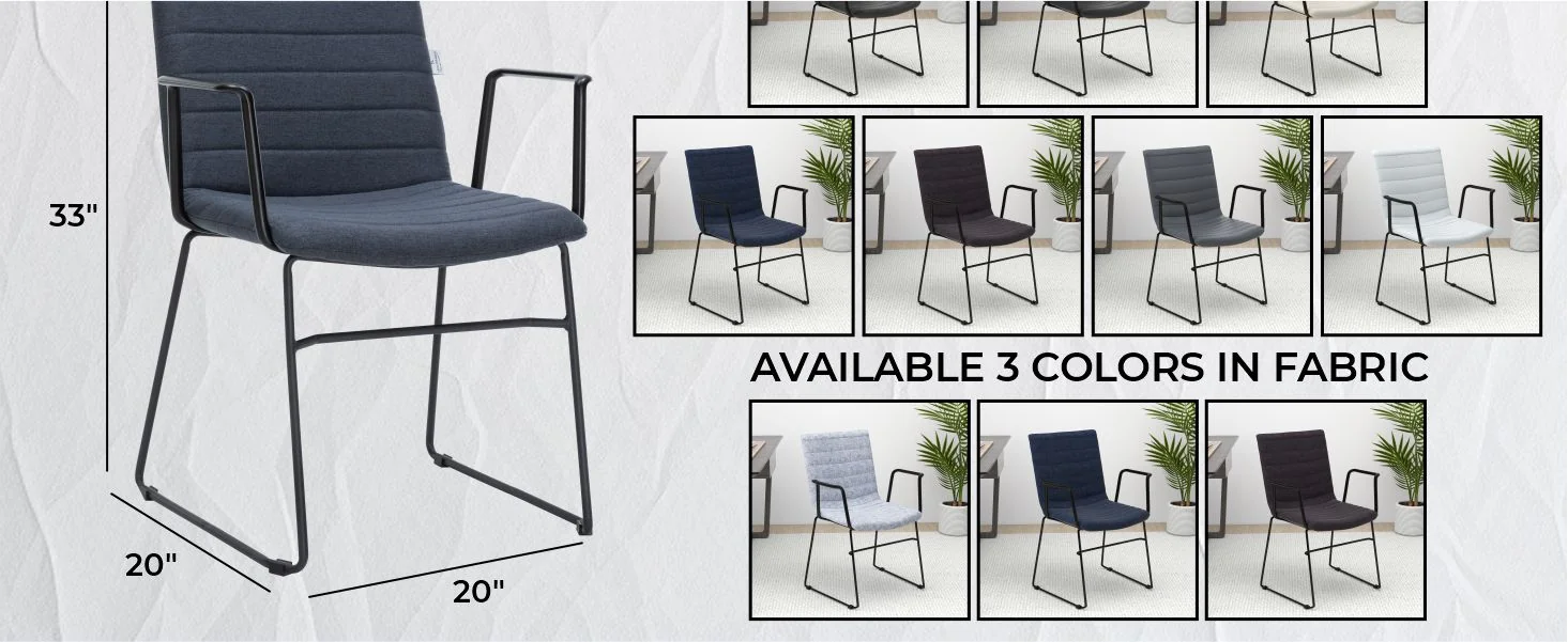 Zylar Series Office Guest Arm Chair in Dark Blue Fabric