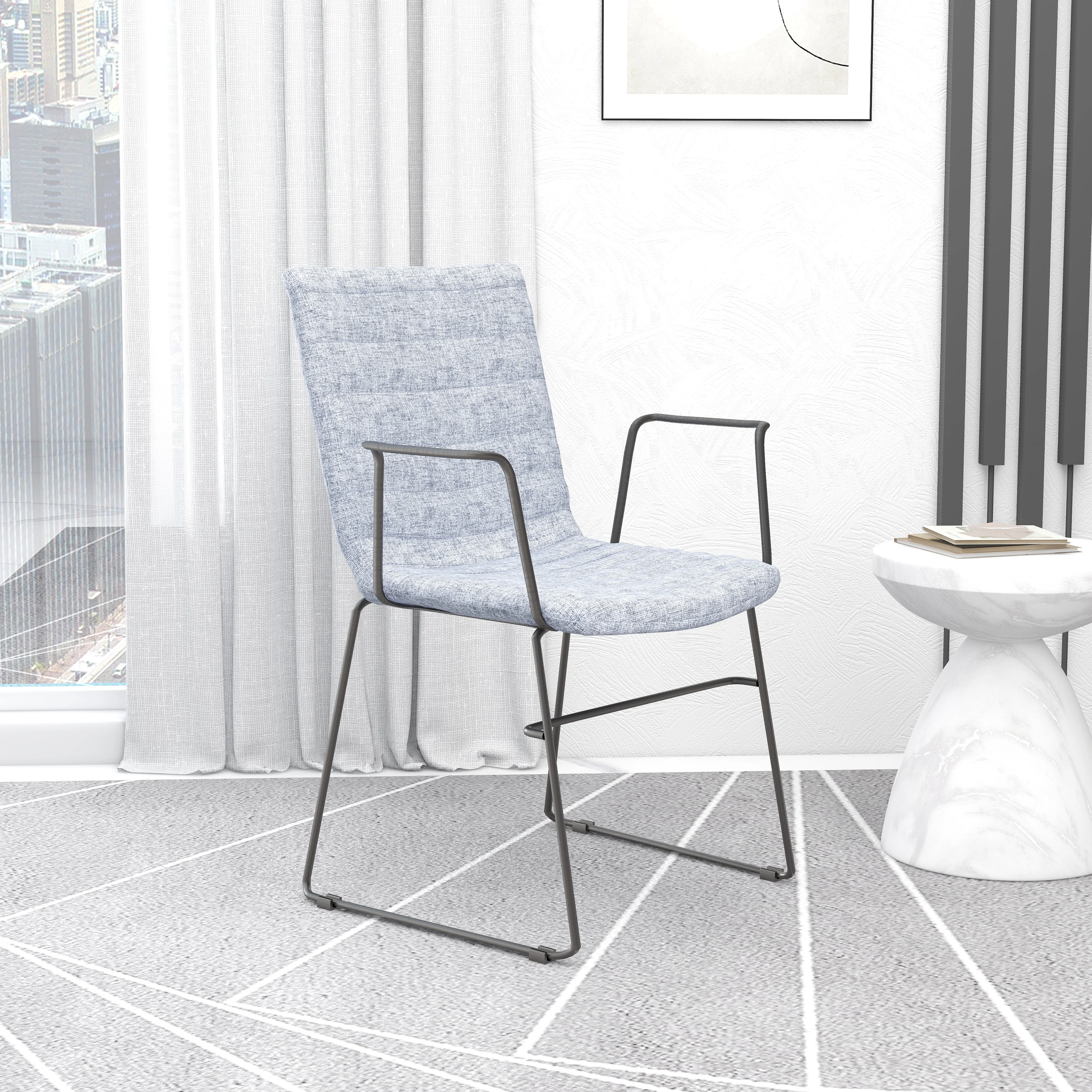 Zylar Series Office Guest Arm Chair in Grey Fabric