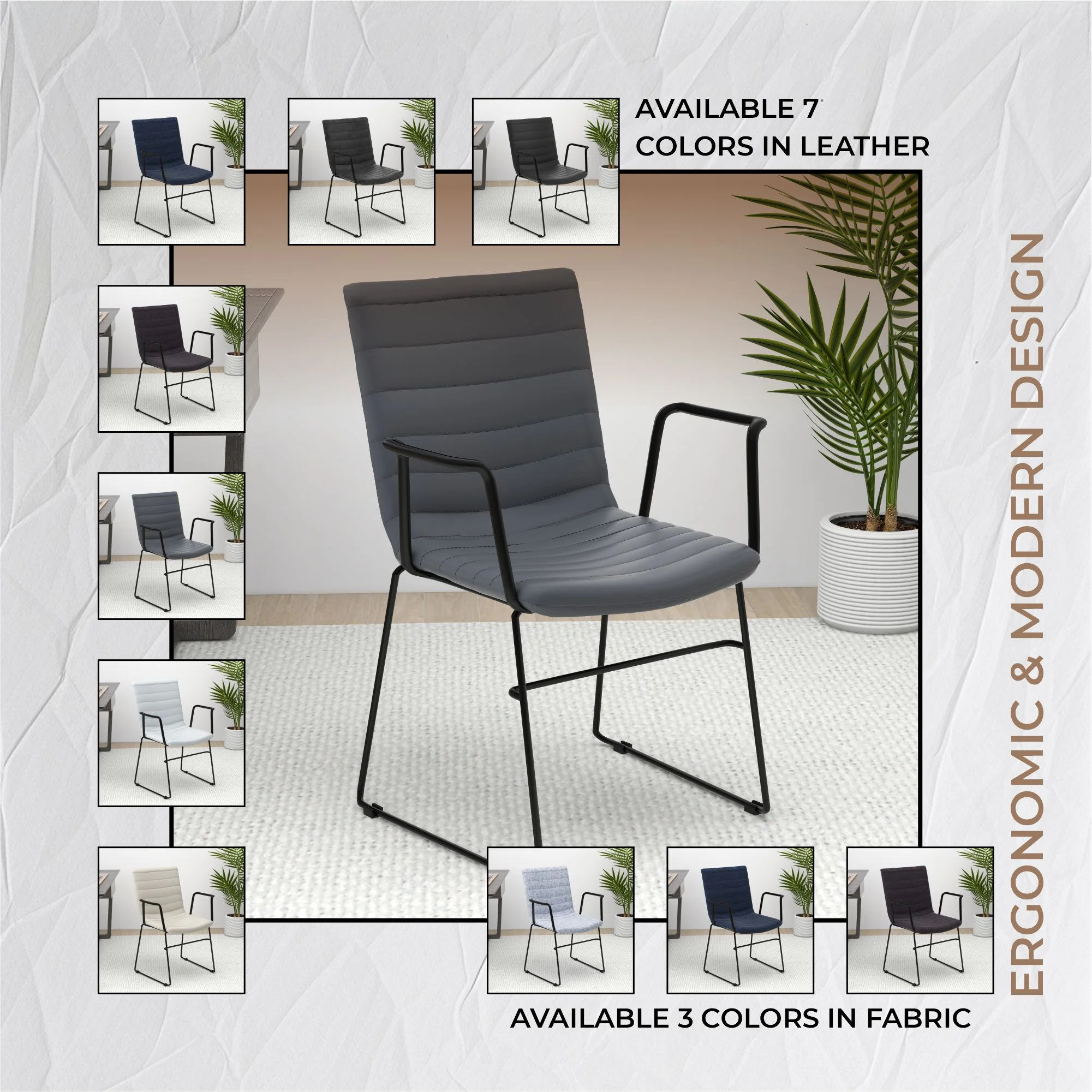 Zylar Series Office Guest Arm Chair in Grey Leather