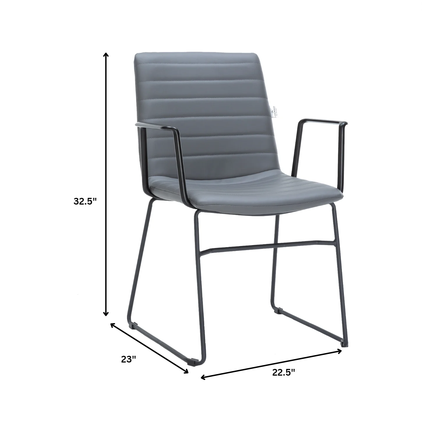 Zylar Series Office Guest Arm Chair in Grey Leather