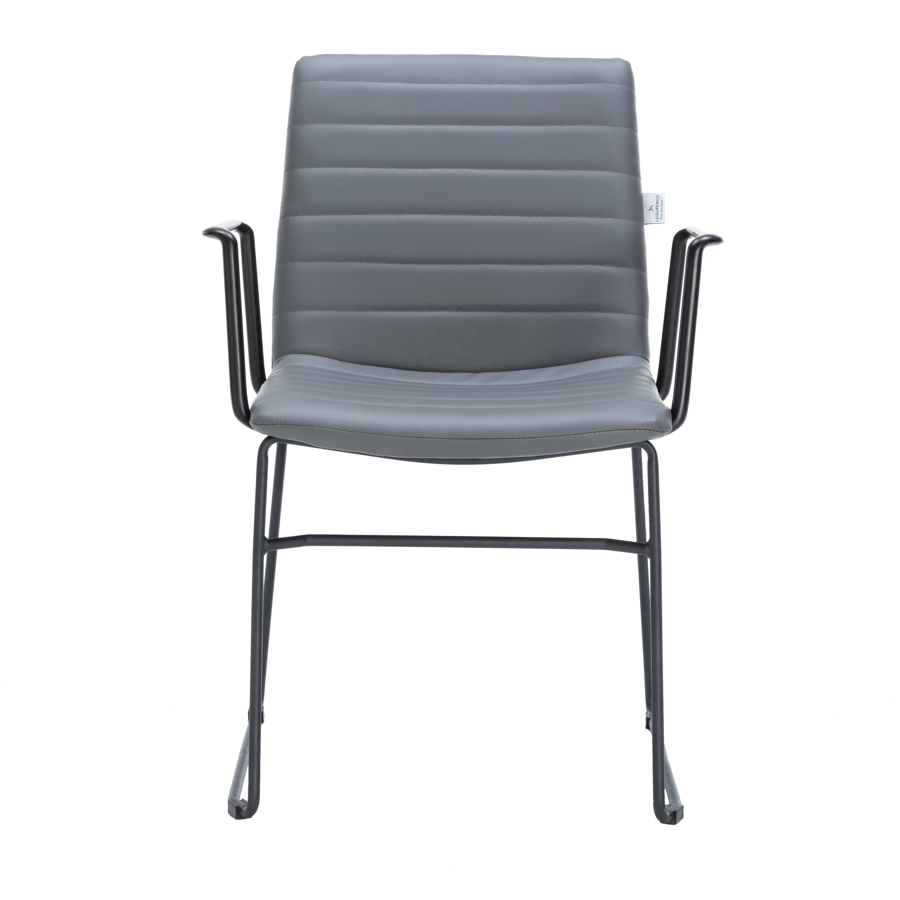 Zylar Series Office Guest Arm Chair in Grey Leather