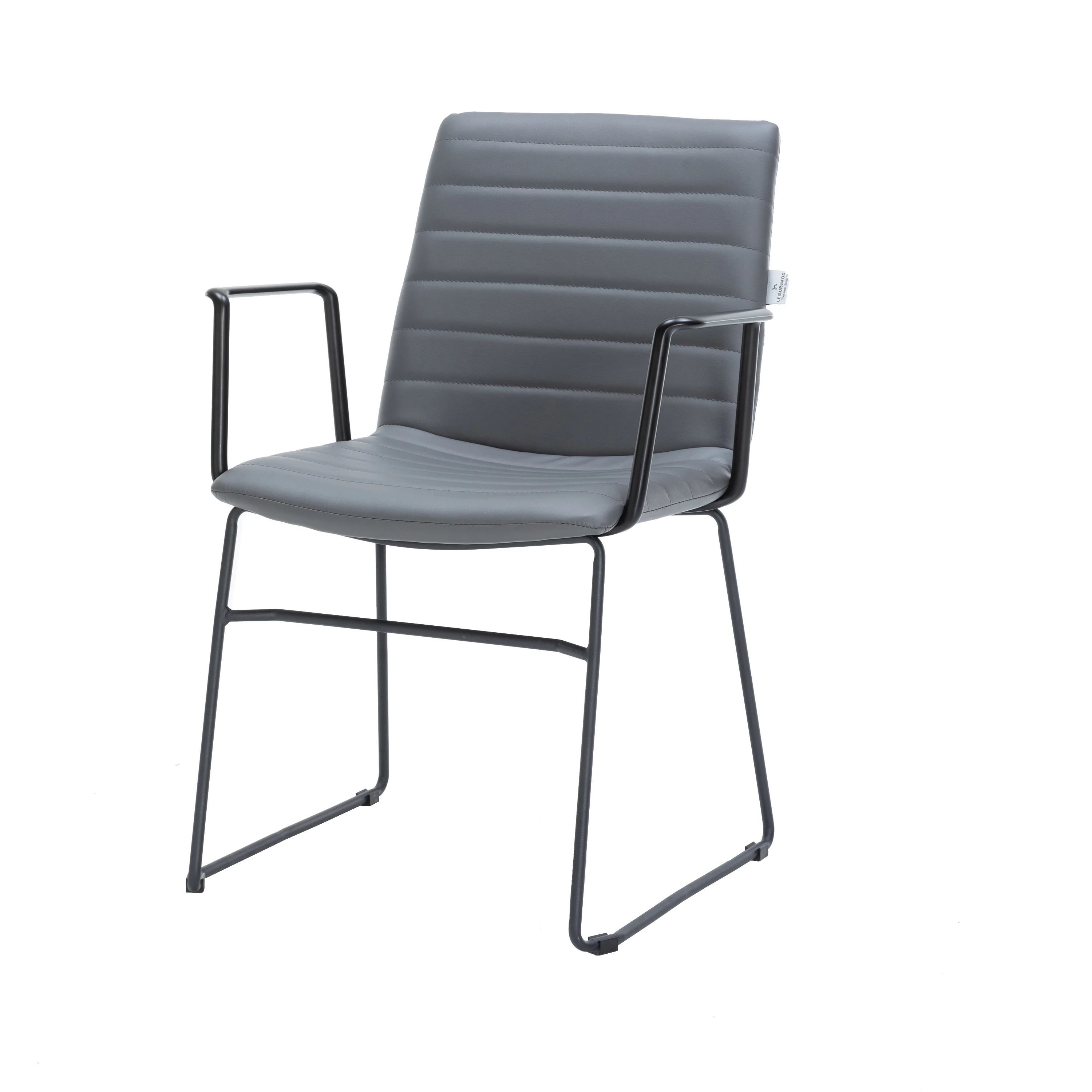 Zylar Series Office Guest Arm Chair in Grey Leather
