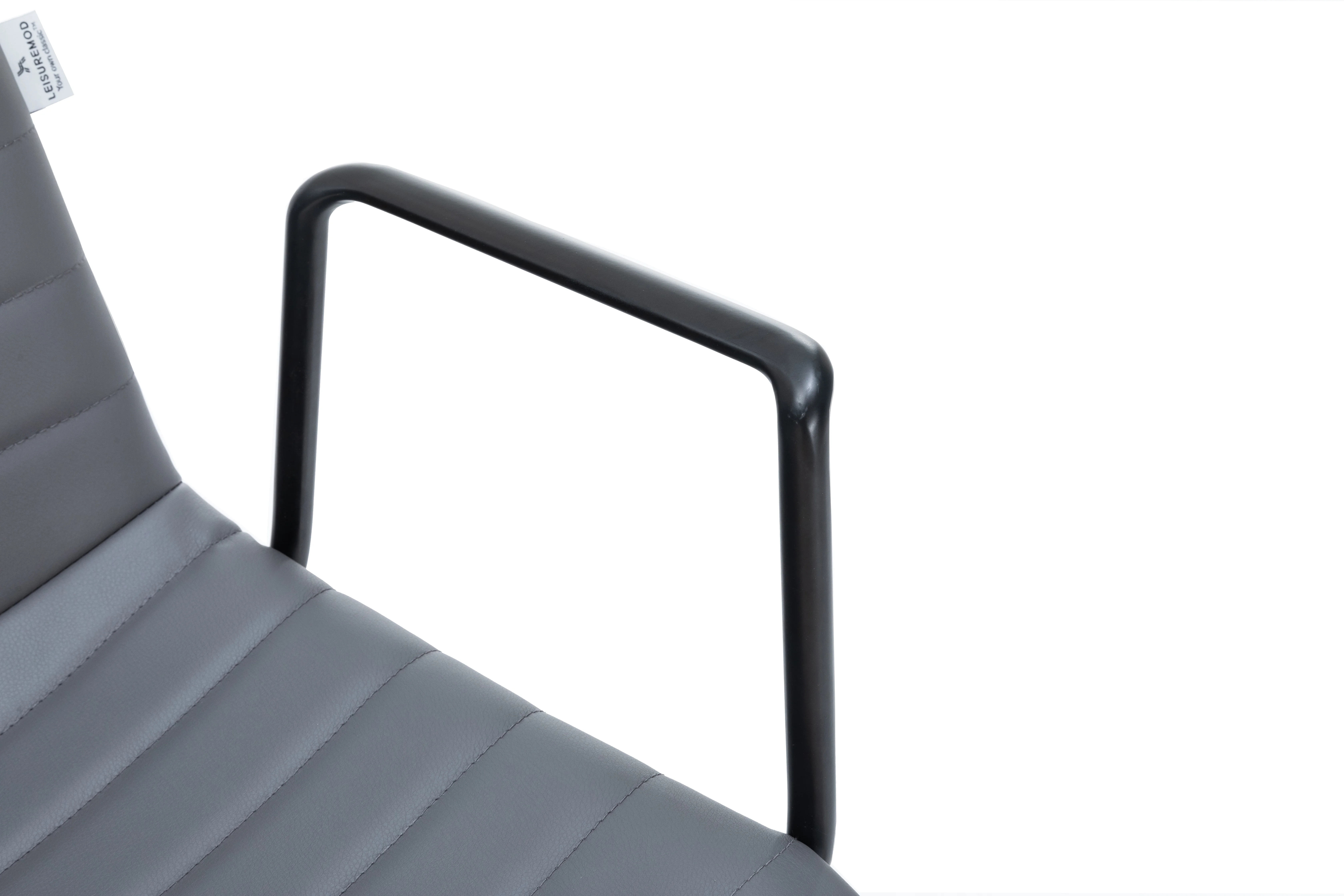 Zylar Series Office Guest Arm Chair in Grey Leather