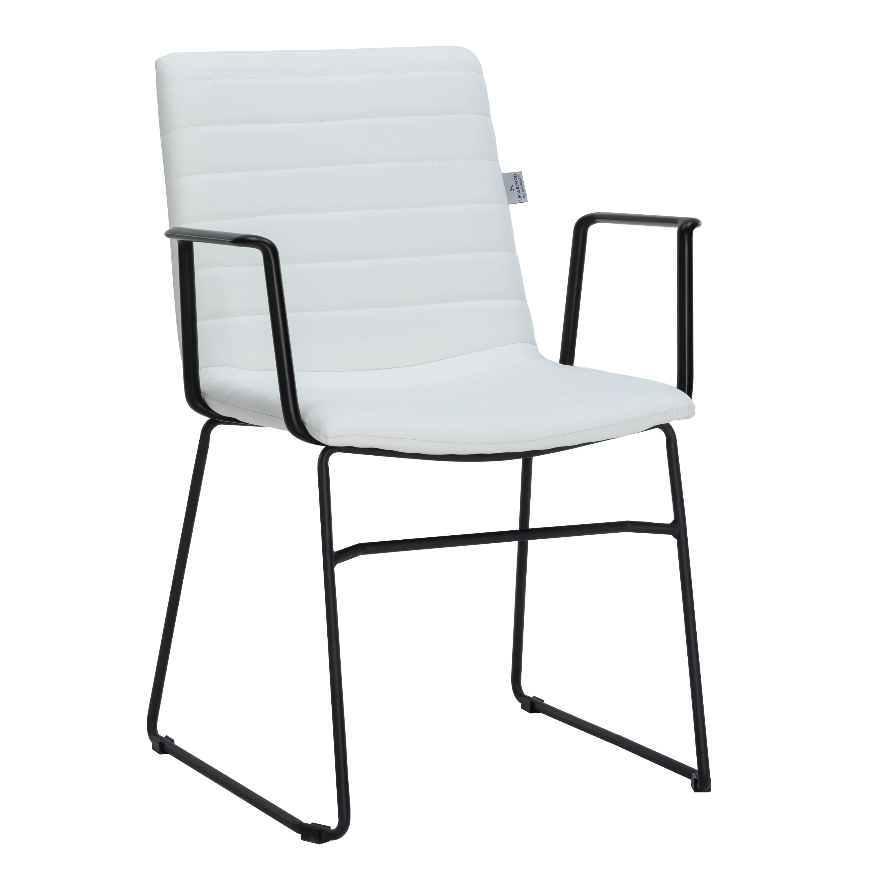 Zylar Series Office Guest Arm Chair in White Leather