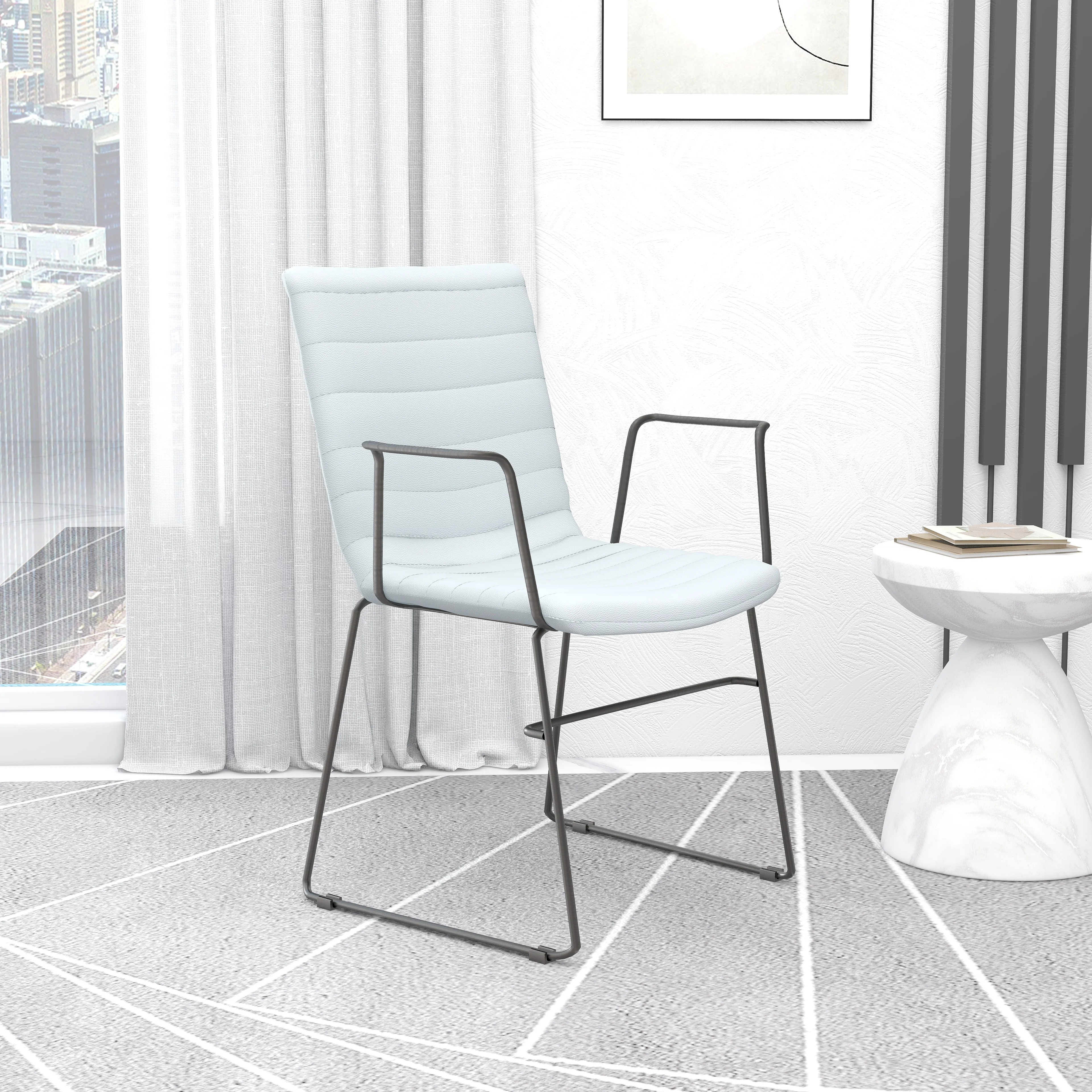 Zylar Series Office Guest Arm Chair in White Leather