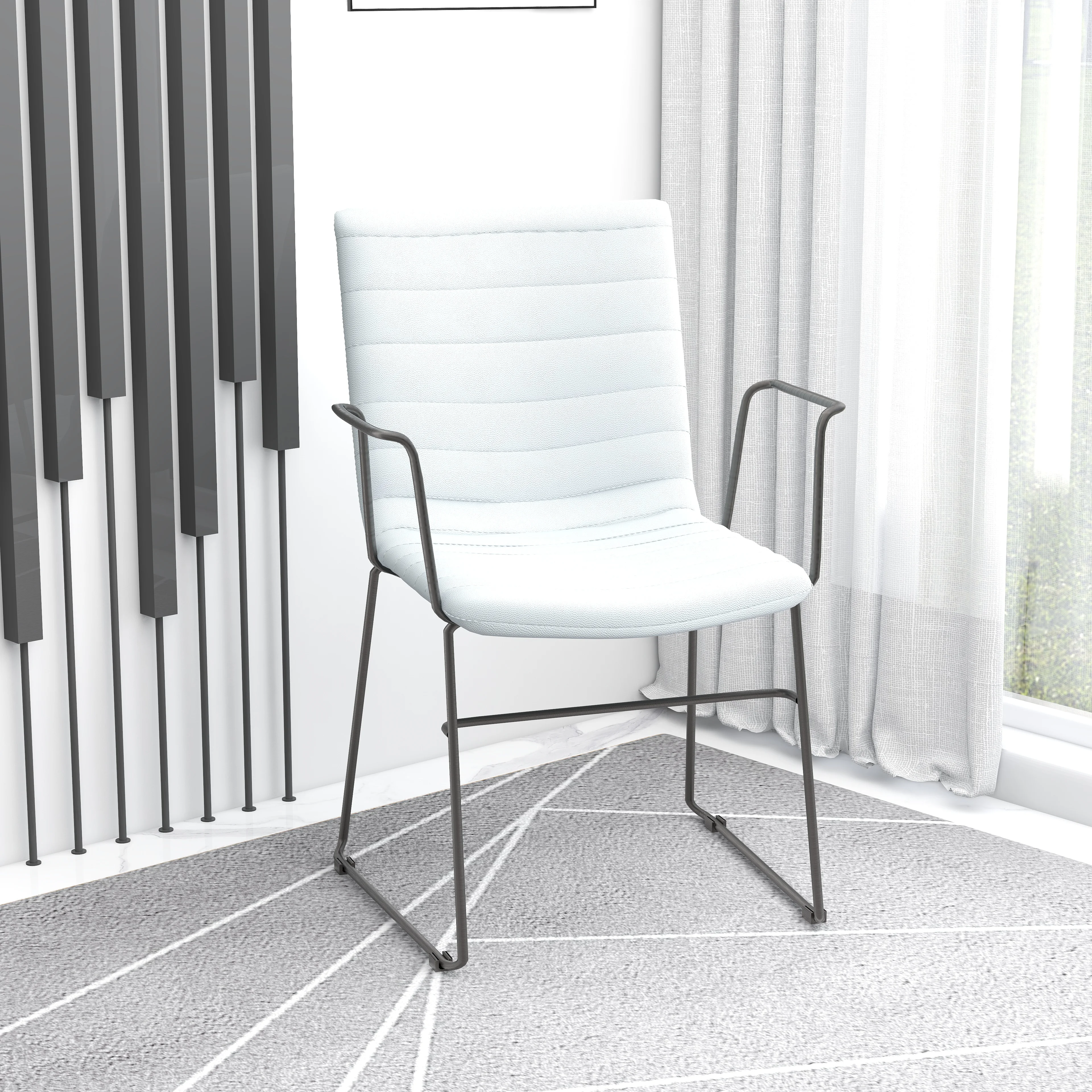 Zylar Series Office Guest Arm Chair in White Leather