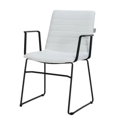 Zylar Series Office Guest Arm Chair in White Leather