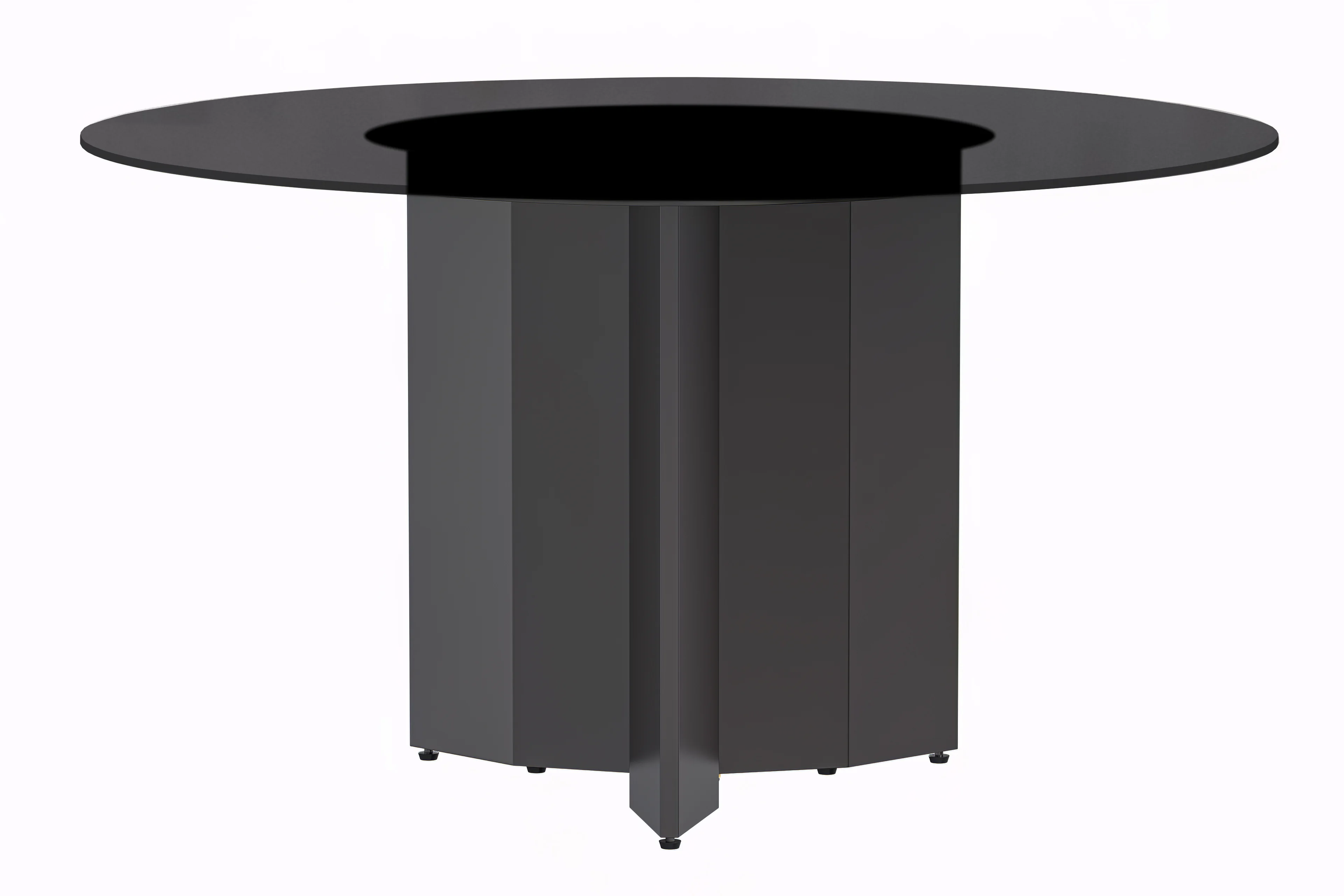 Zevro Series Round Dining Table Black Base with 60 Round BLack Glass Top