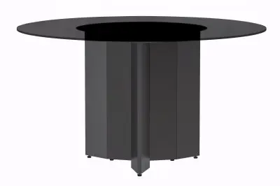 Zevro Series Round Dining Table Black Base with 60 Round BLack Glass Top