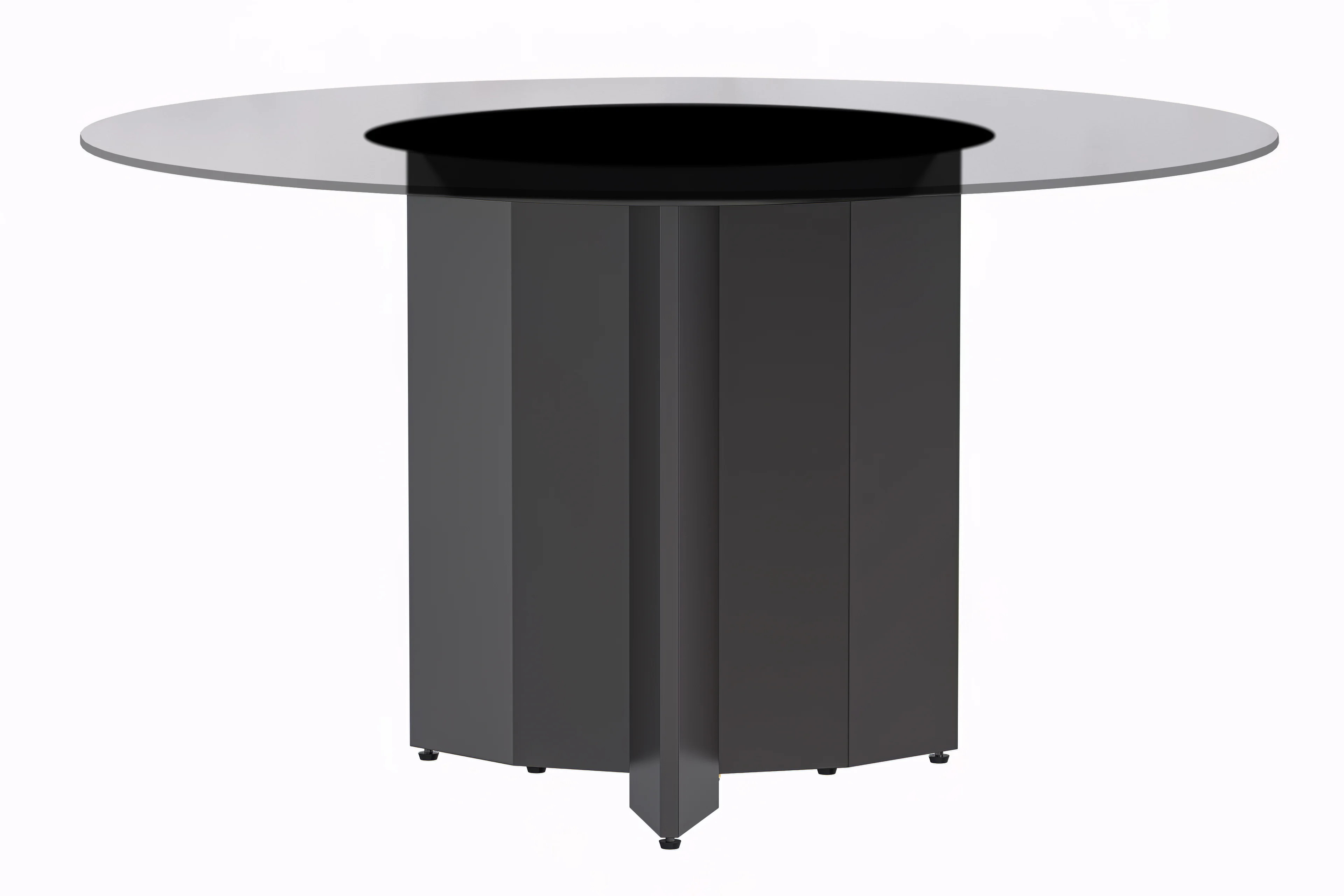 Zevro Series Round Dining Table Black Base with 60 Round Clear Glass Top