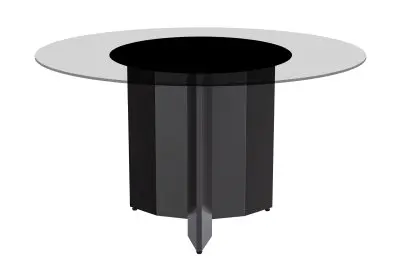 Zevro Series Round Dining Table Black Base with 60 Round Clear Glass Top