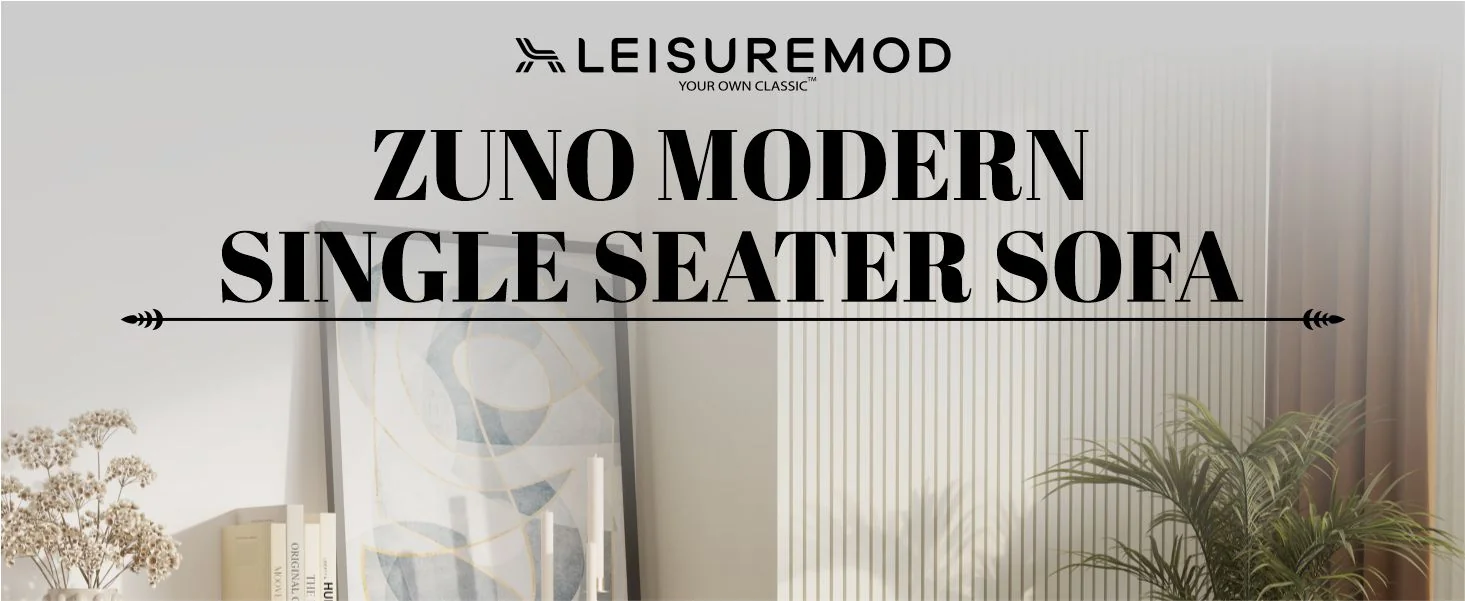 Zuno Collection Modern Single Seater Sofa in White Velvet