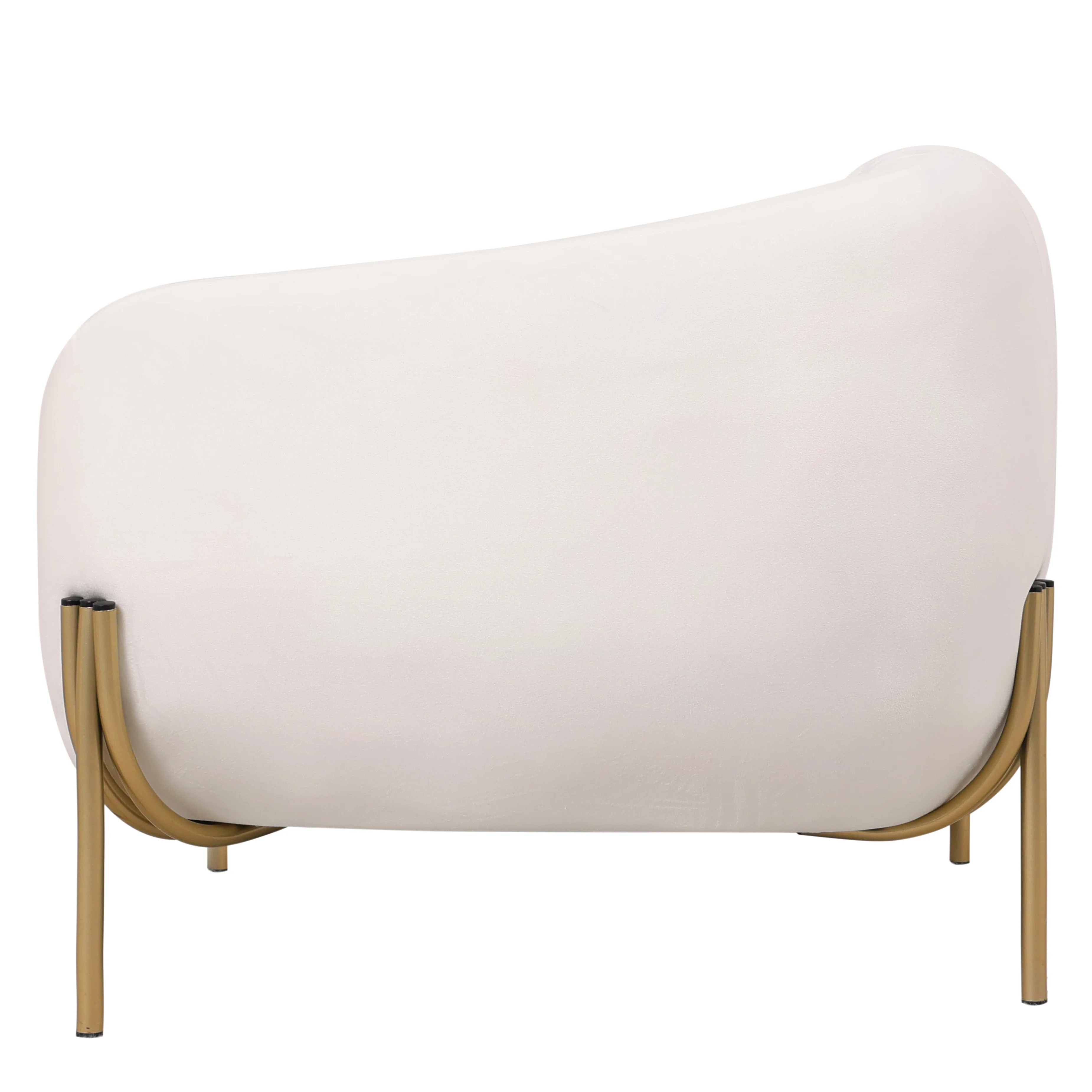 Zuno Collection Modern Single Seater Sofa in White Velvet