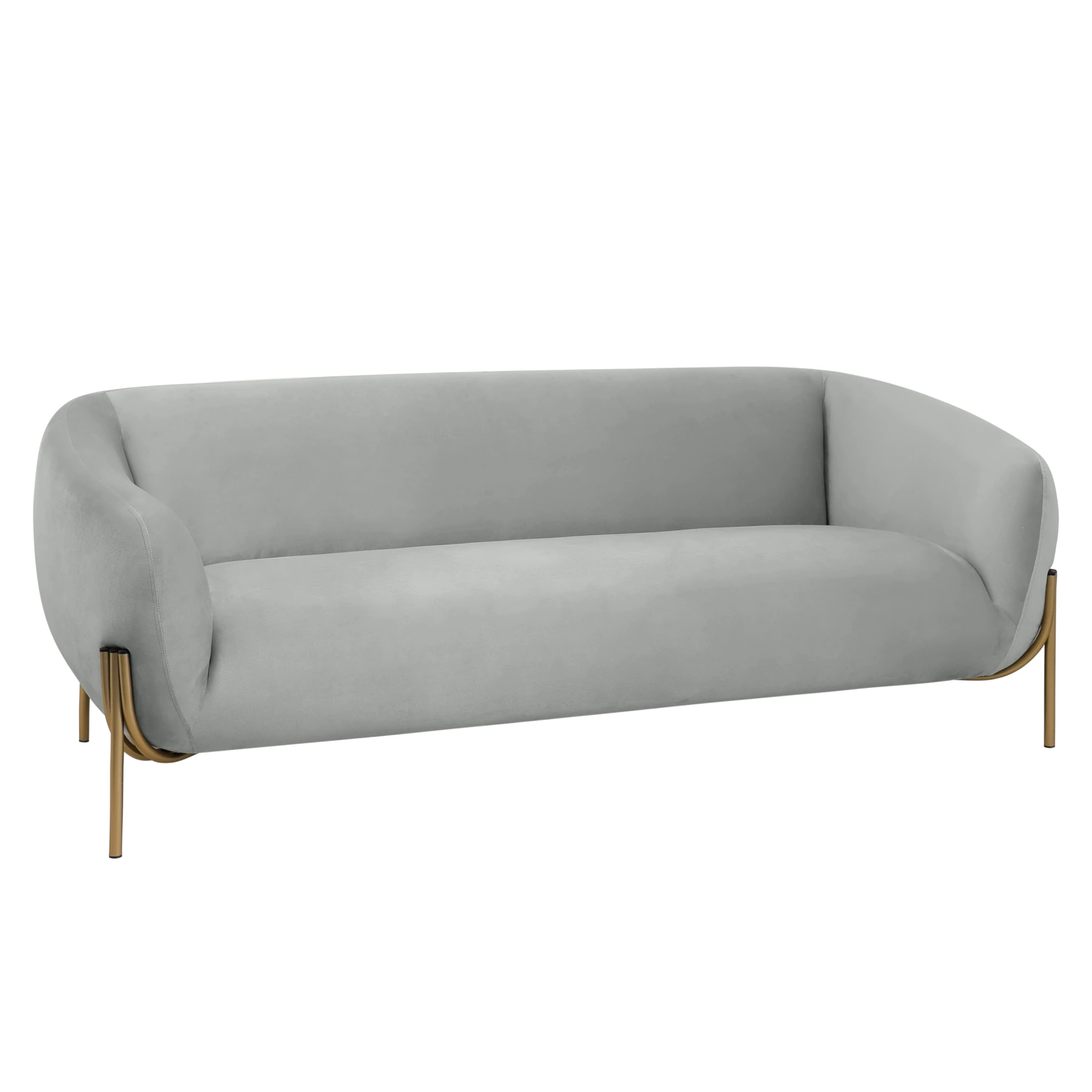 Zuno Three-Seater Sofa Upholstered in Velvet Wide Couch with Powder-Coated Gold Iron Legs Padded Seat
