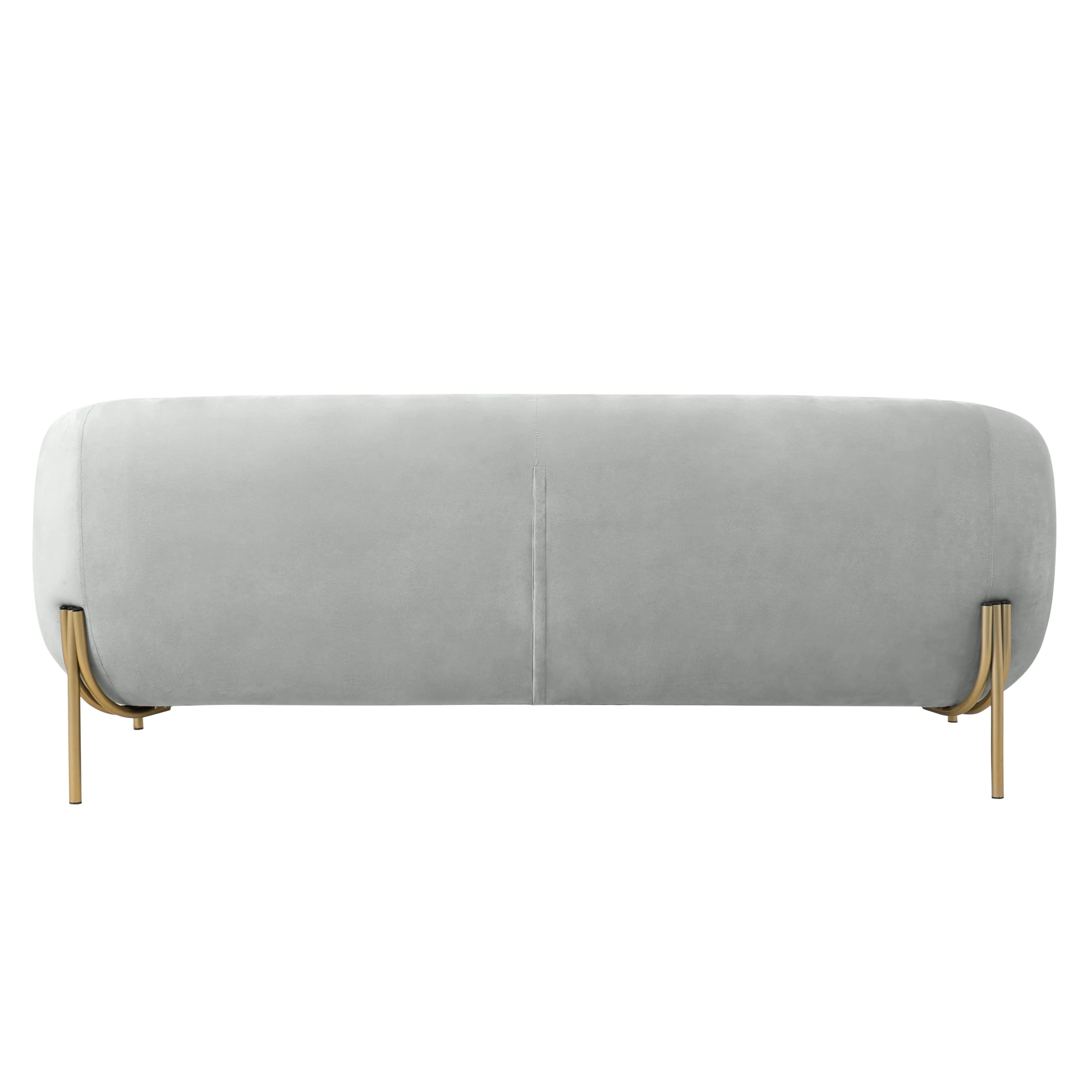 Zuno Three-Seater Sofa Upholstered in Velvet Wide Couch with Powder-Coated Gold Iron Legs Padded Seat