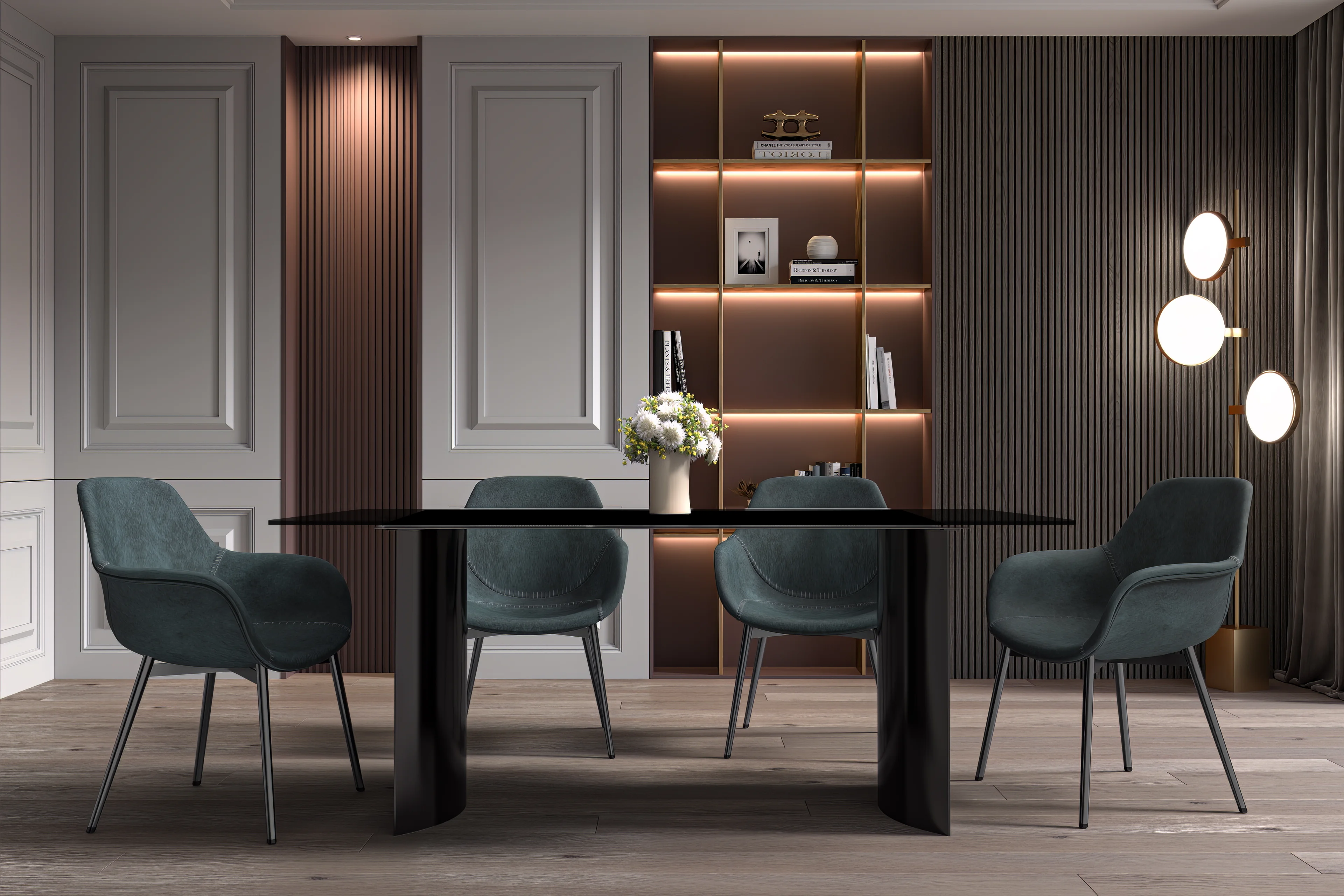 Zara Series Modern Dining Table Black Stainless Steel Base, With 62 Black Glass Top