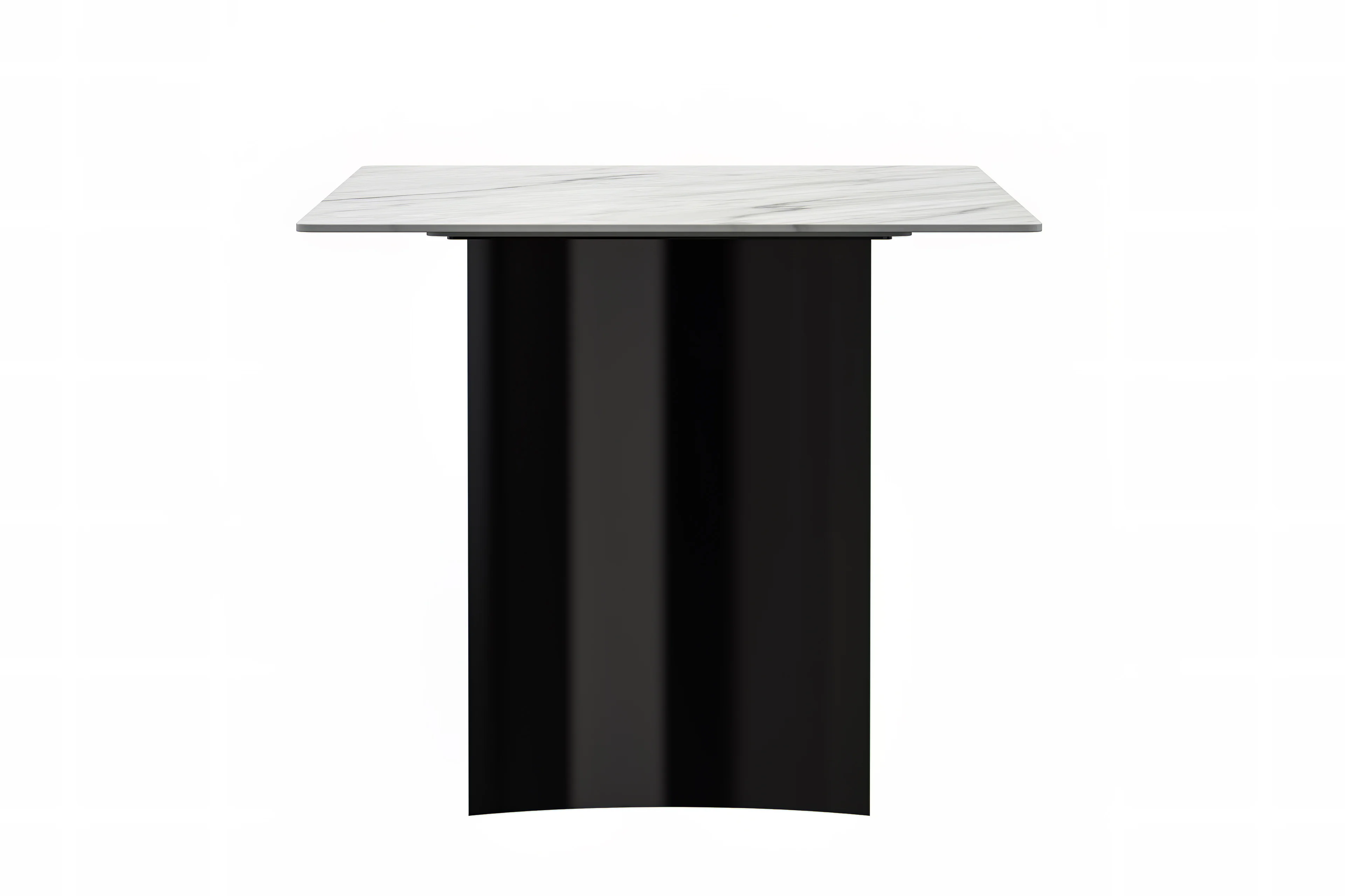 Zara Series Modern Dining Table Black Stainless Steel Base, With 62 White Sintered Stone Top