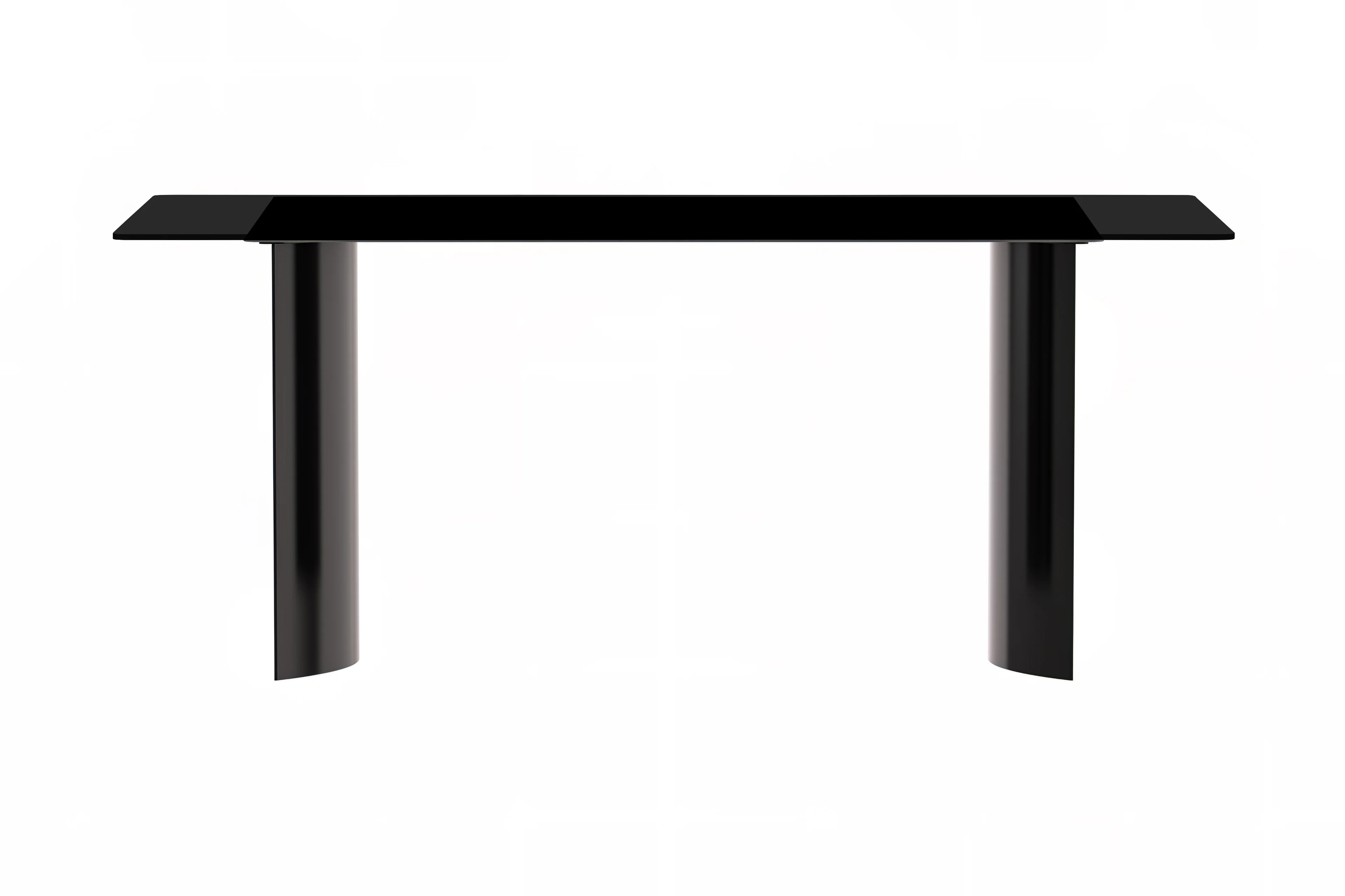 Zara Series Modern Dining Table Black Stainless Steel Base, With 71 Black Glass Top
