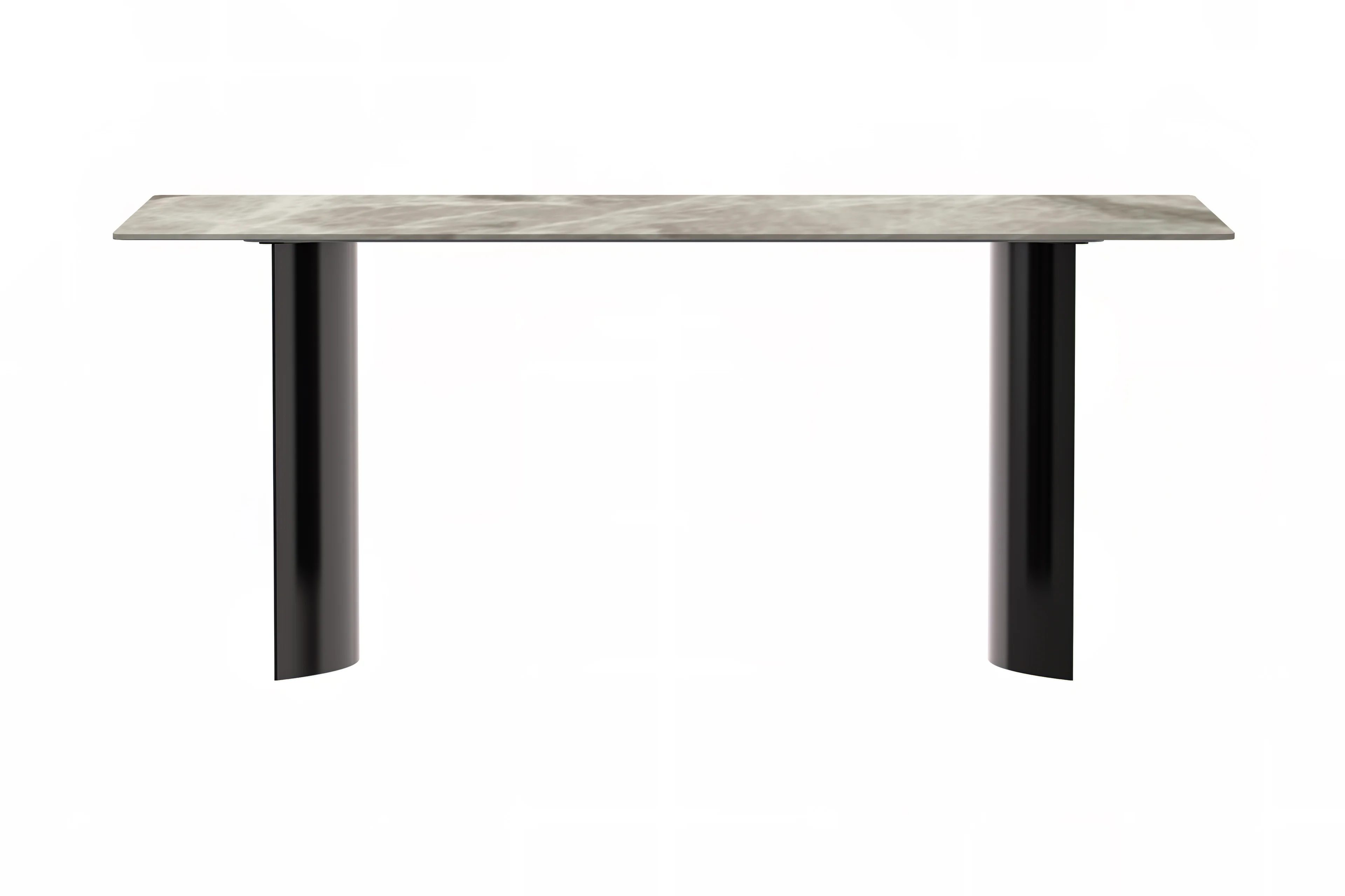 Zara Series Modern Dining Table Black Stainless Steel Base, With 71 Deep Grey Sintered Stone Top