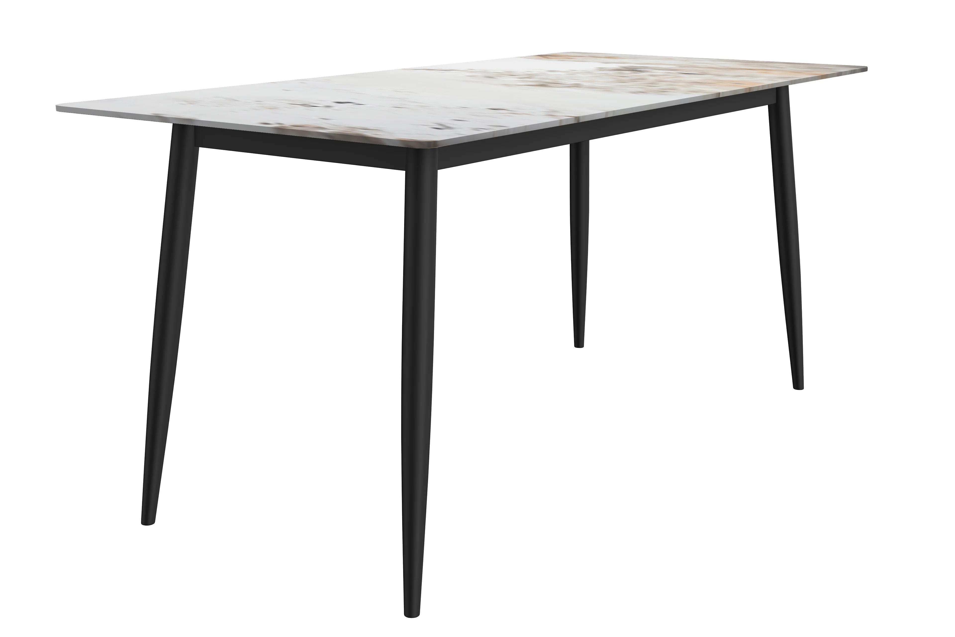 Zayle Series Modern Dining Table Black Base, With 55 White Grey Sintered Stone Top